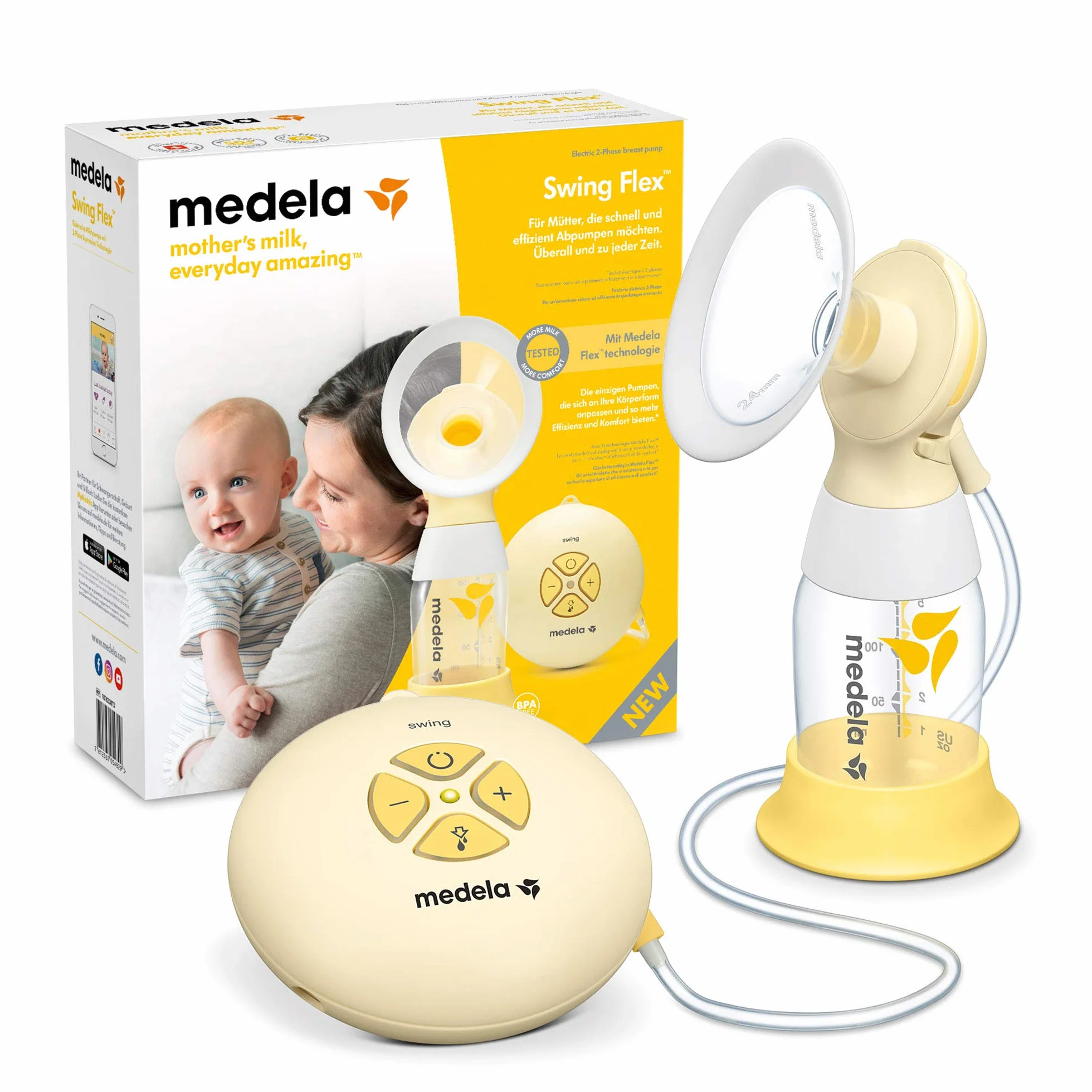 Medela Swing Flex Single laktator elektryczny z lejkami PersonalFit Flex i technologią 2-fazową