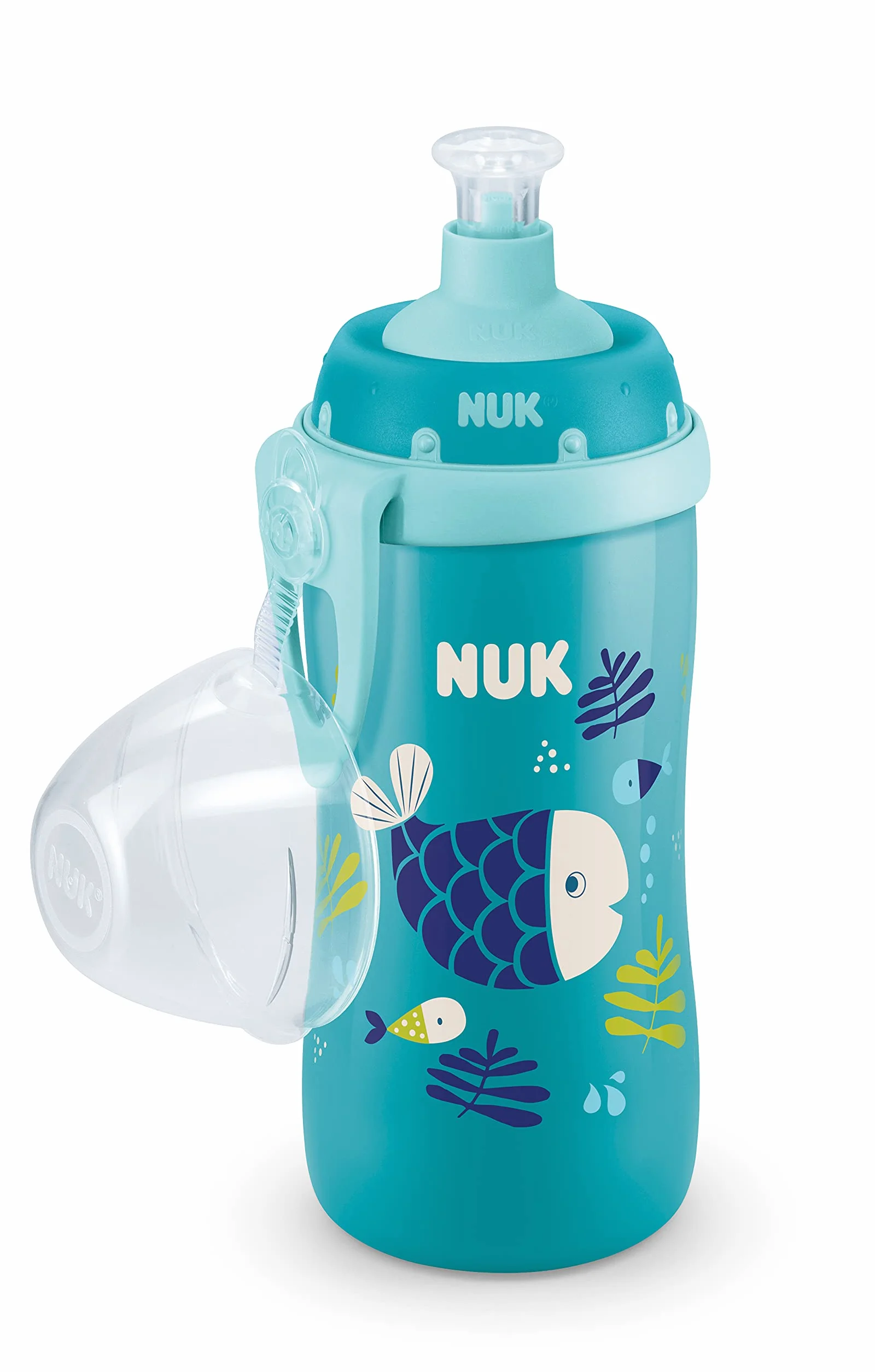 NUK Junior Cup butelka do picia z efektem kameleona | 18+ miesięcy | ze zmianą koloru | szczelny kubek do nauki picia z przyssawką Push-Pull | klips i nasadka ochronna | nie zawiera BPA | 300 ml |