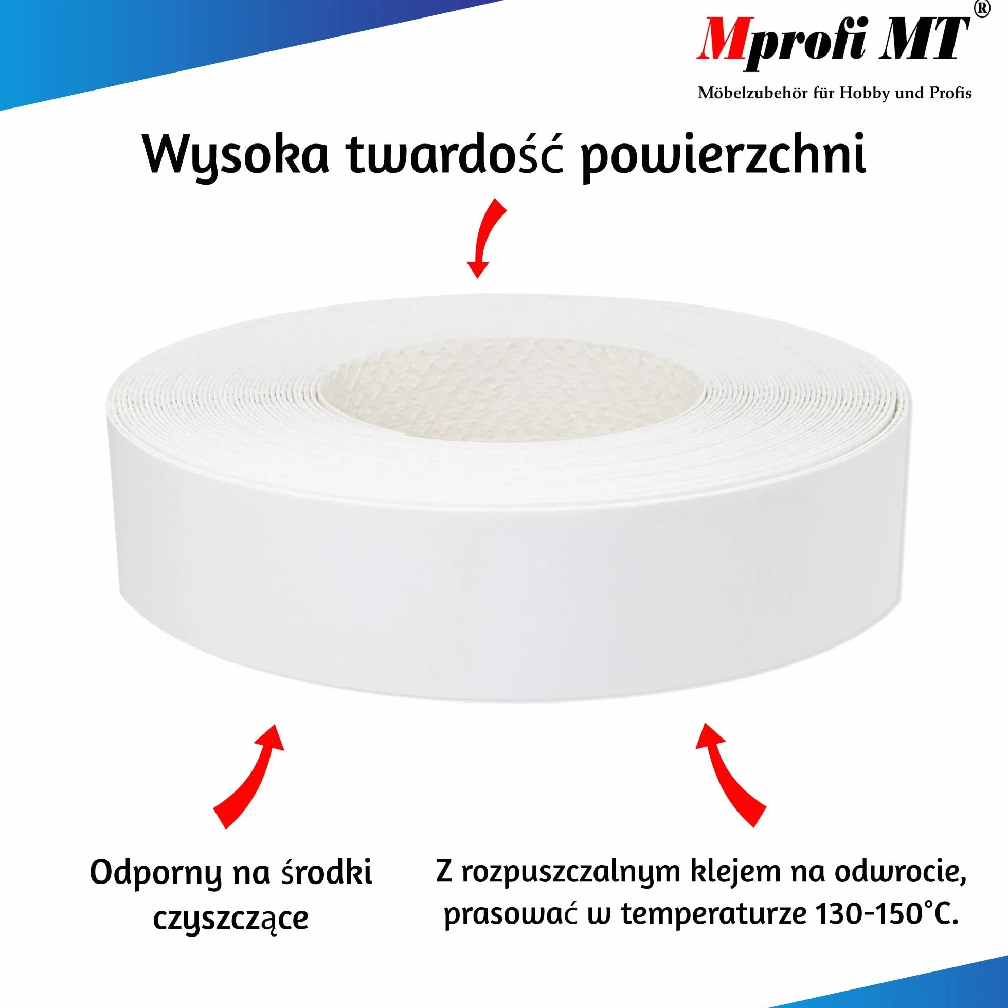 Mprof MT® - Tasma obrzezowa z klejem Baly | 45mm x 5m | Tasma do Krawedz Mebl | melaminowa Krawedzowa | Latwa w Aplkacj | Trwala | Grubosc 0,50mm