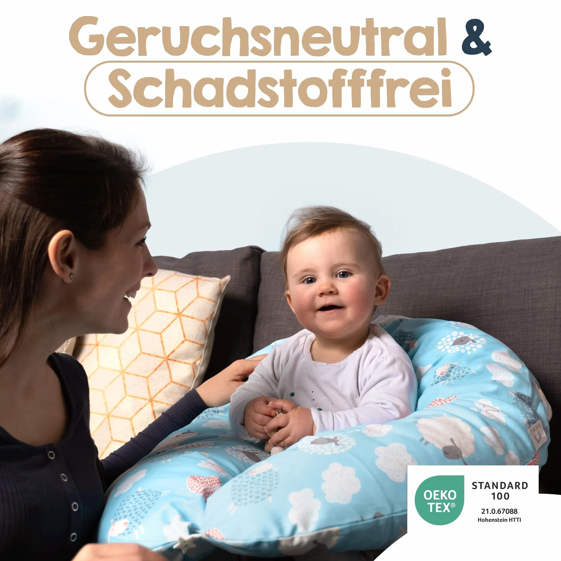 Baby's Stillkissen XXL - 190 cm Poduszka ciążowa z poszewką - Przetestowana poduszka ciążowa dla dzieci i dorosłych - Przytulna poduszka do karmienia, poduszka dla śpiących na boku i poduszka do