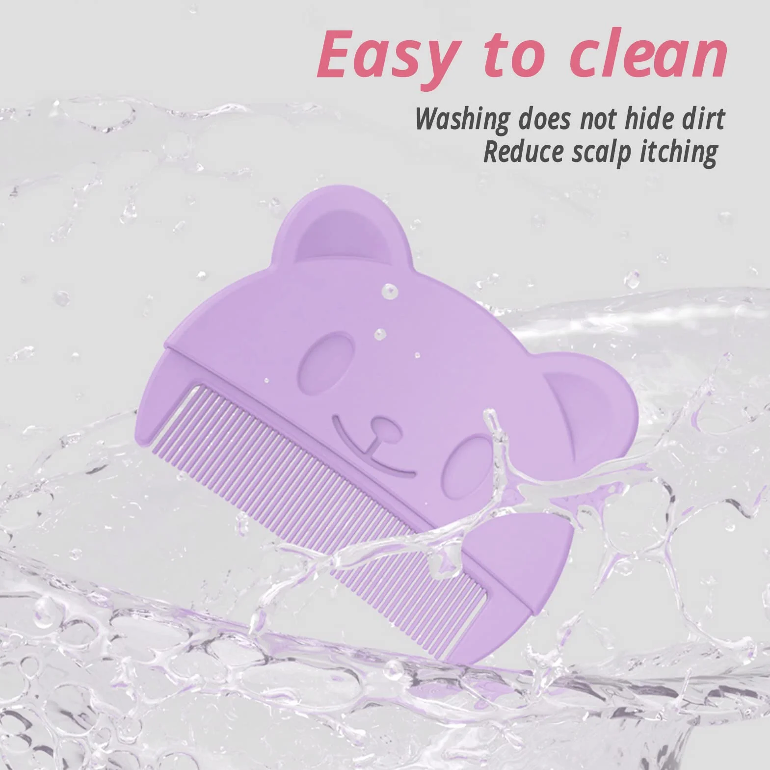 Szczotka do Kąpieli dla Dzieci, Szczotka do Kołyski Oraz Grzebień, Miękka Baby Bath Silicone Brush Set z Cradle Cap Bristle Brush i Pudełko do Przechowywania Idealny dla Noworodków i(Fioletowy)