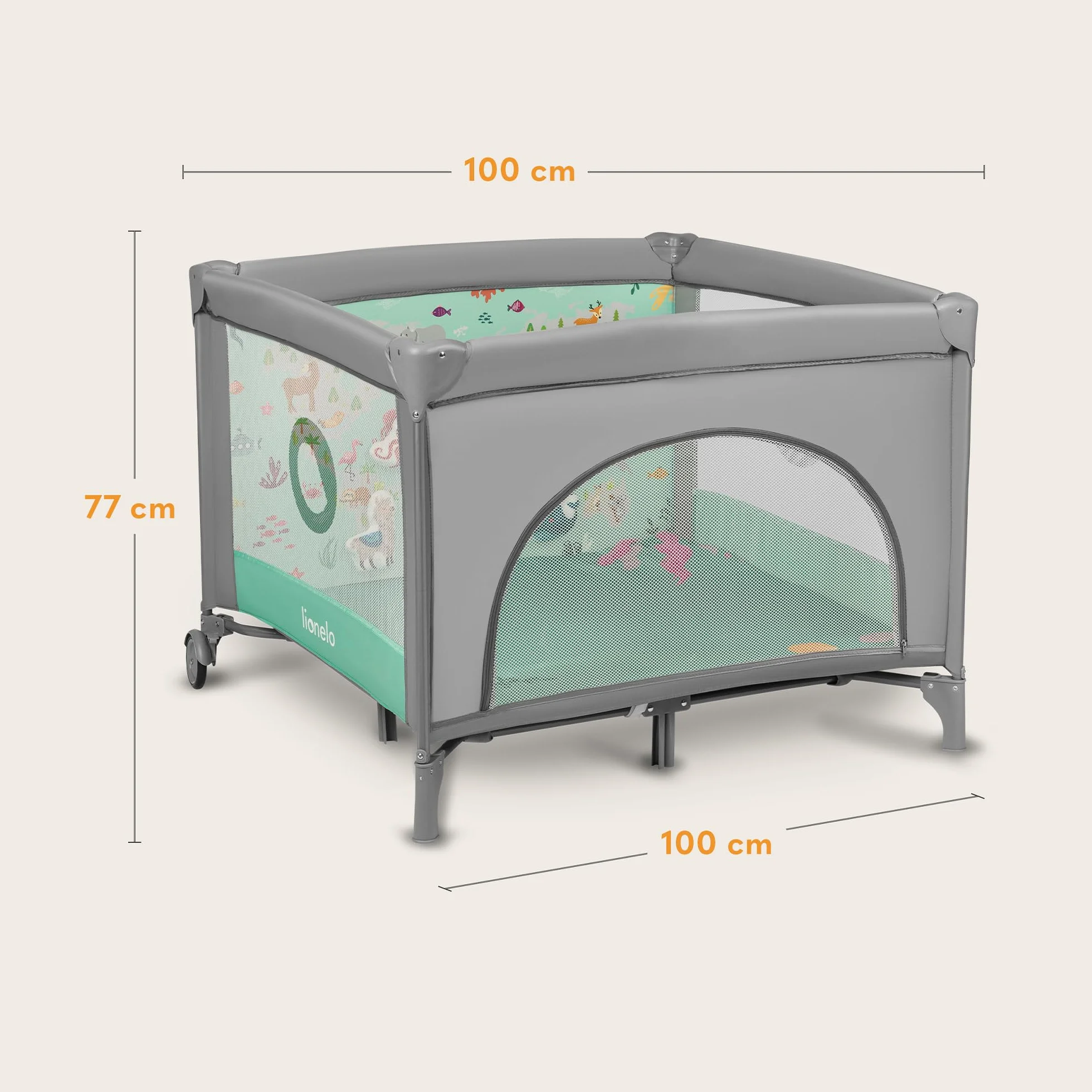 LIONELO MILLE Łóżeczko 2 w 1 Turystyczne Kojec dziecięcy 100x100cm do 15 kg 0-36 miesięcy
