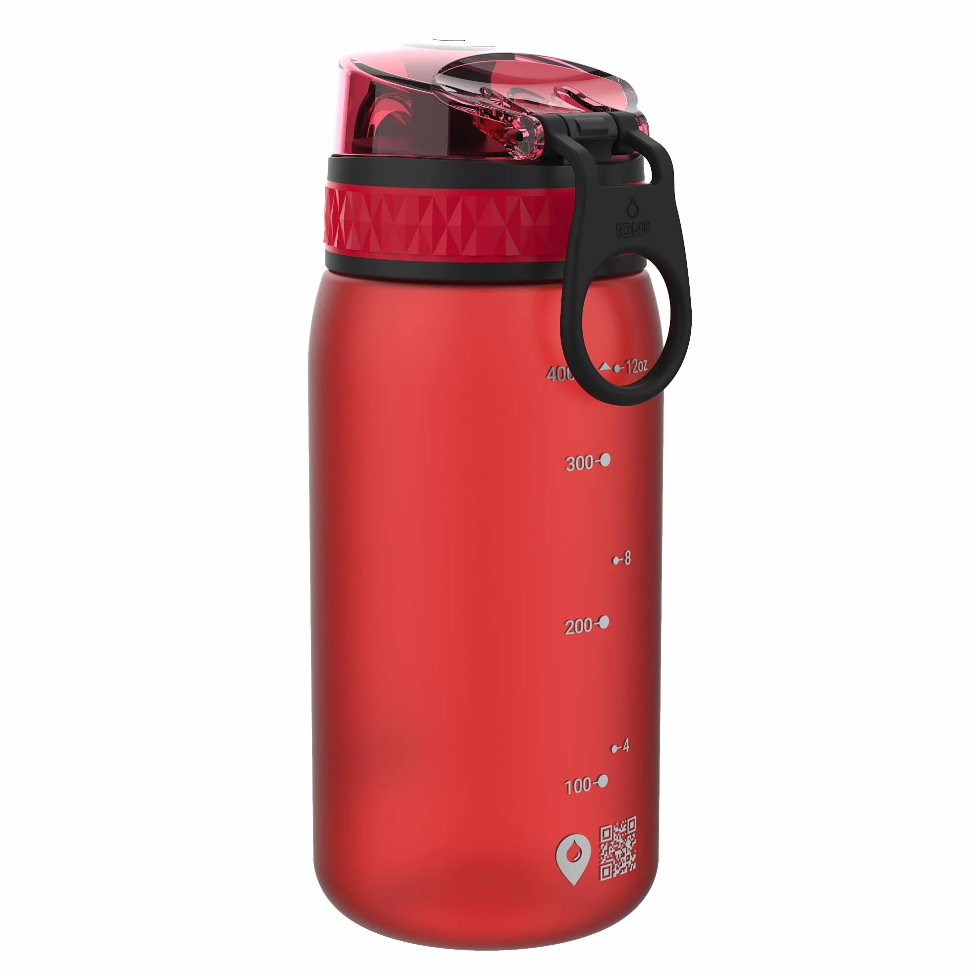 ION8 Butelka dla Dzieci, 350 ml/12 oz, Szczelna, Łatwa do Otwarcia, Bezpieczny Zamek, Można Myć w Zmywarce, Bez BPA, Uchwyt do Przenoszenia, Łatwa do Czyszczenia, Bezwonny, Czerwony