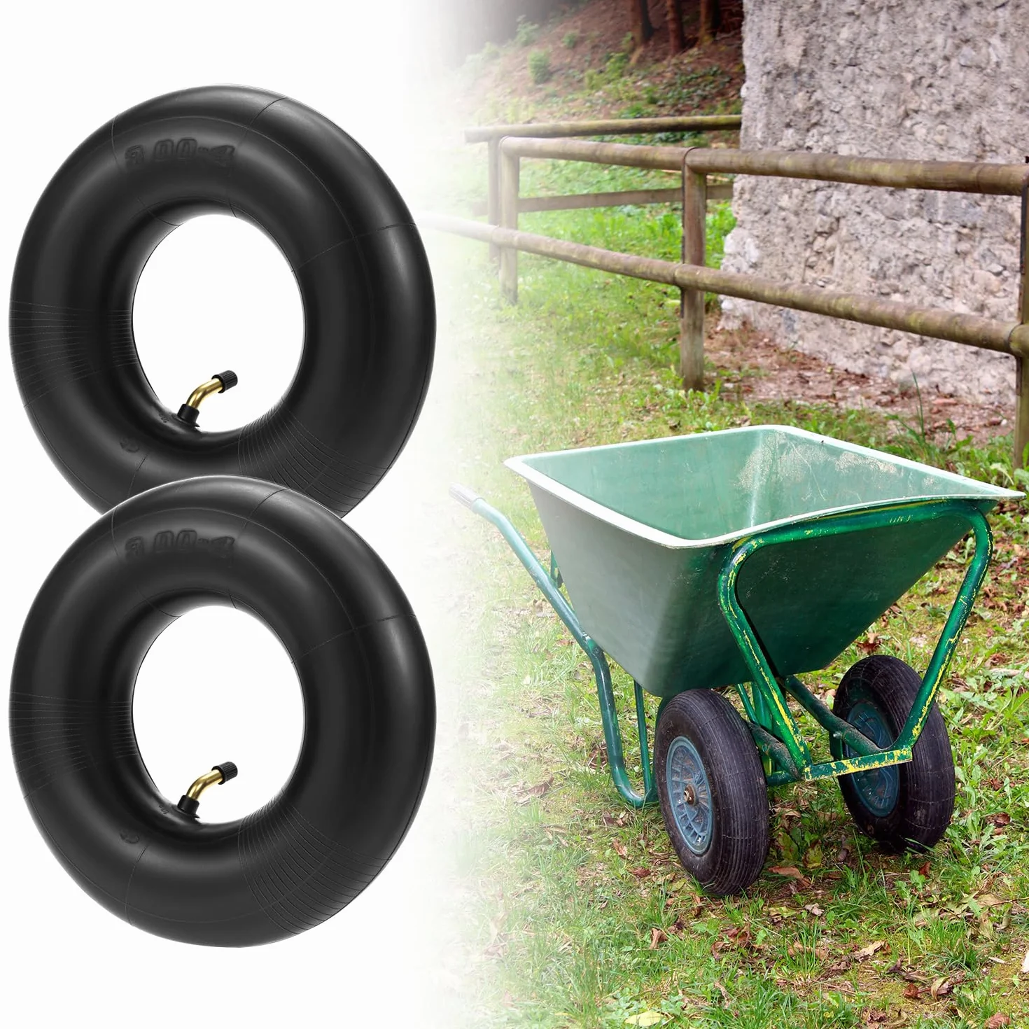 QWORK® 2-pak 3.00-4 dętki zamienne, 260 x 85 mm opona do taczki, do taczek workowych, wózków i skuterów mobilnych