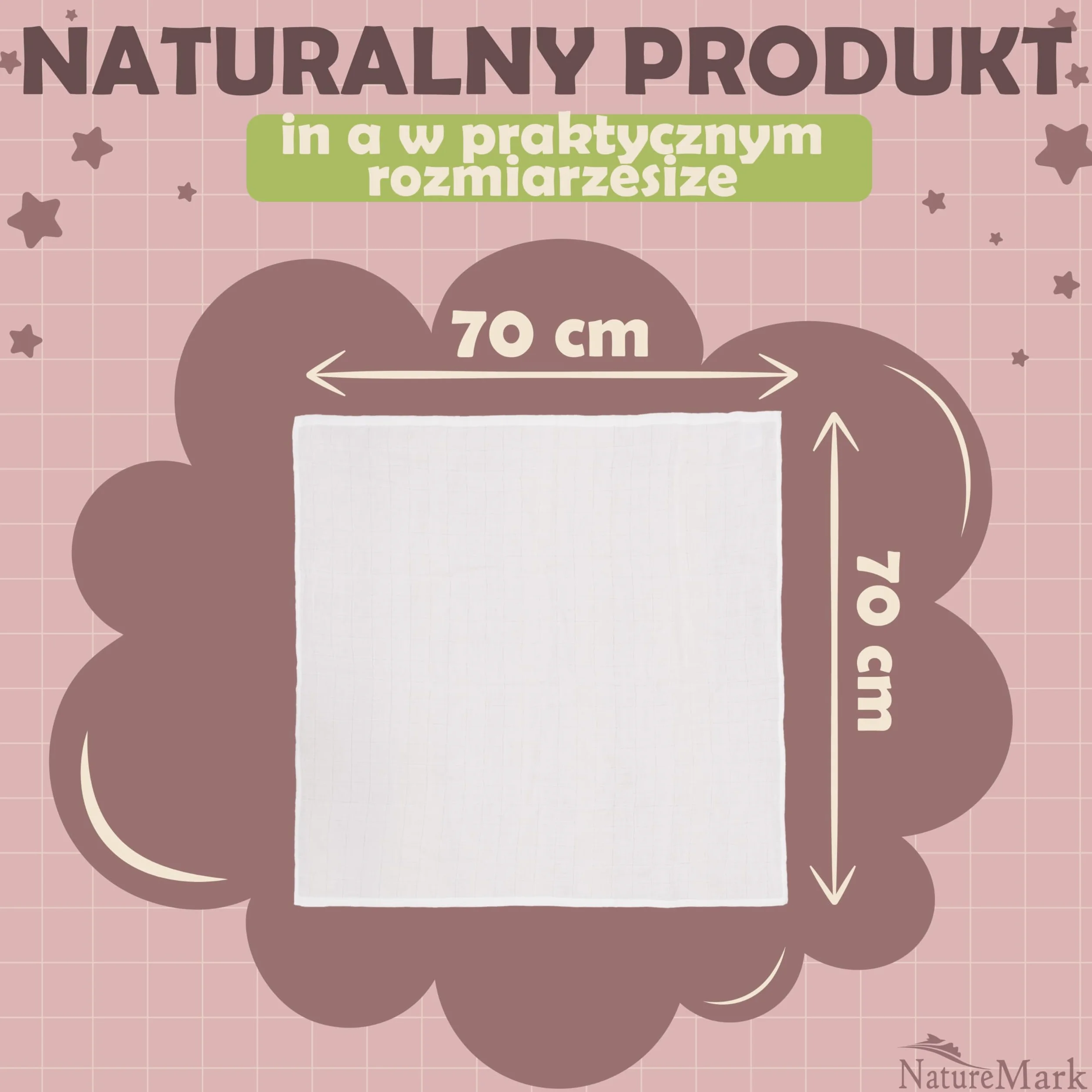 NatureMark Zestaw 10 pieluszek muślinowych dla niemowląt – 100% bawełna – Miękkie i chłonne ściereczki do karmienia i pielęgnacji dziecka, pieluszki i śliniaczki, 70x70 cm, Białe