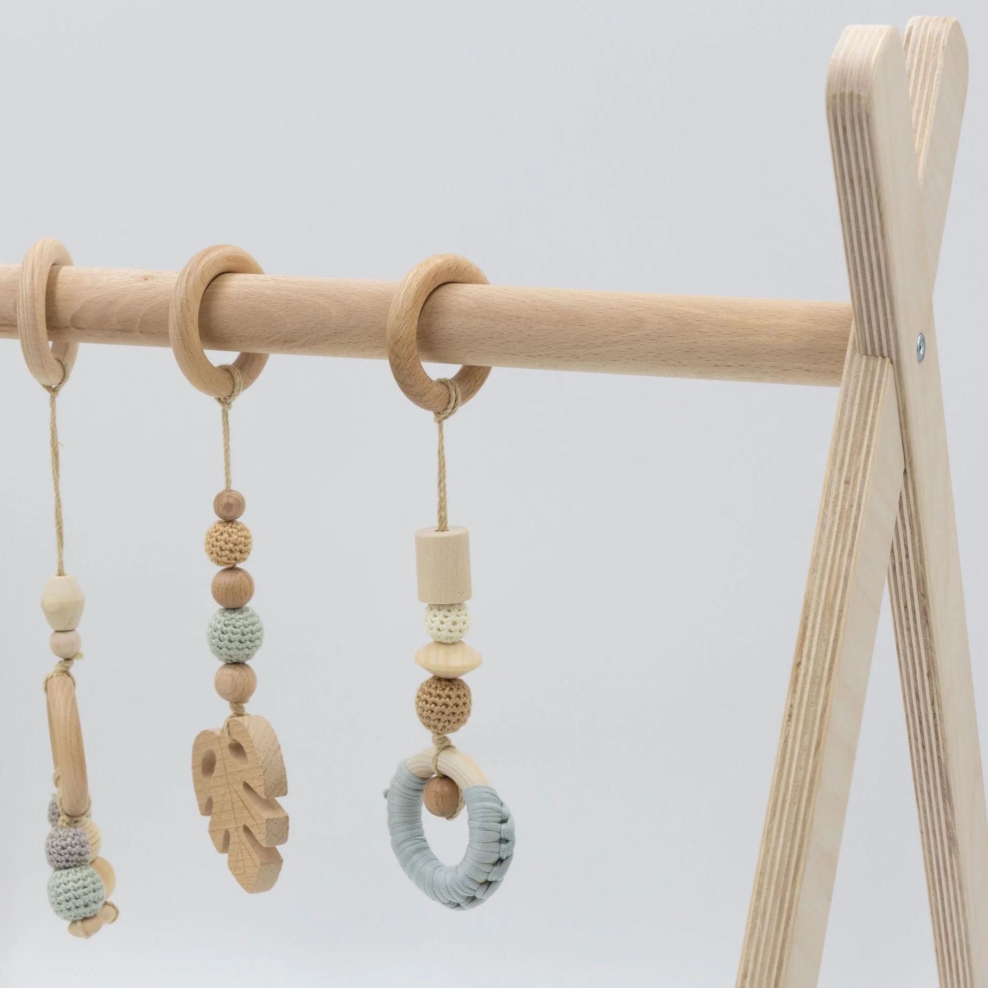Drewniany łuk do zabawy BASIC dla niemowląt od urodzenia, Montessori Baby Gym, stabilna konstrukcja