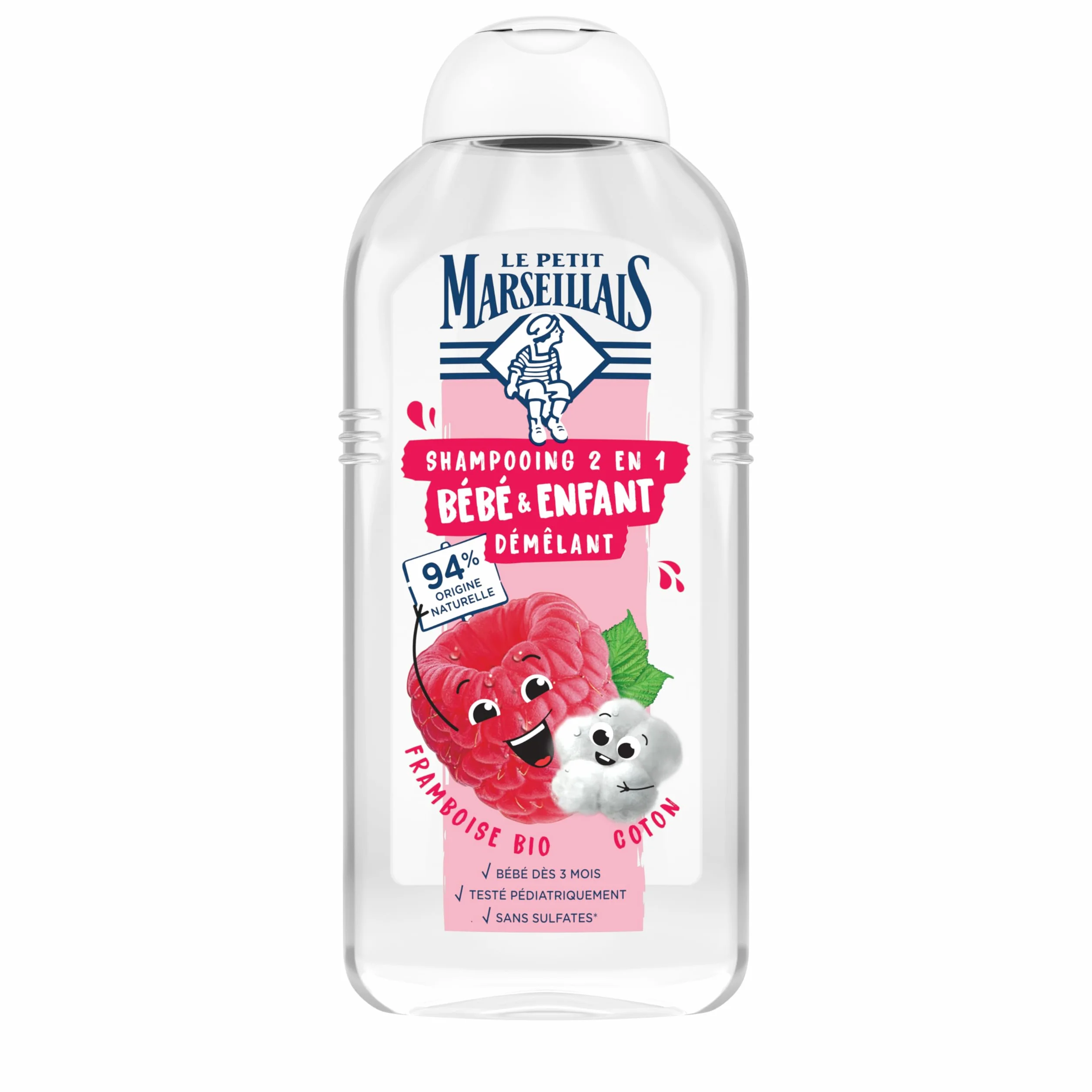 Le Petit Marseillais | Szampon 2 w 1 dla niemowląt i dzieci Rozplątujący Organiczny i bawełniany (300 ml) - 94% pochodzenia naturalnego - nie kłuje oczu, nie zawiera silikonu i siarczanów i