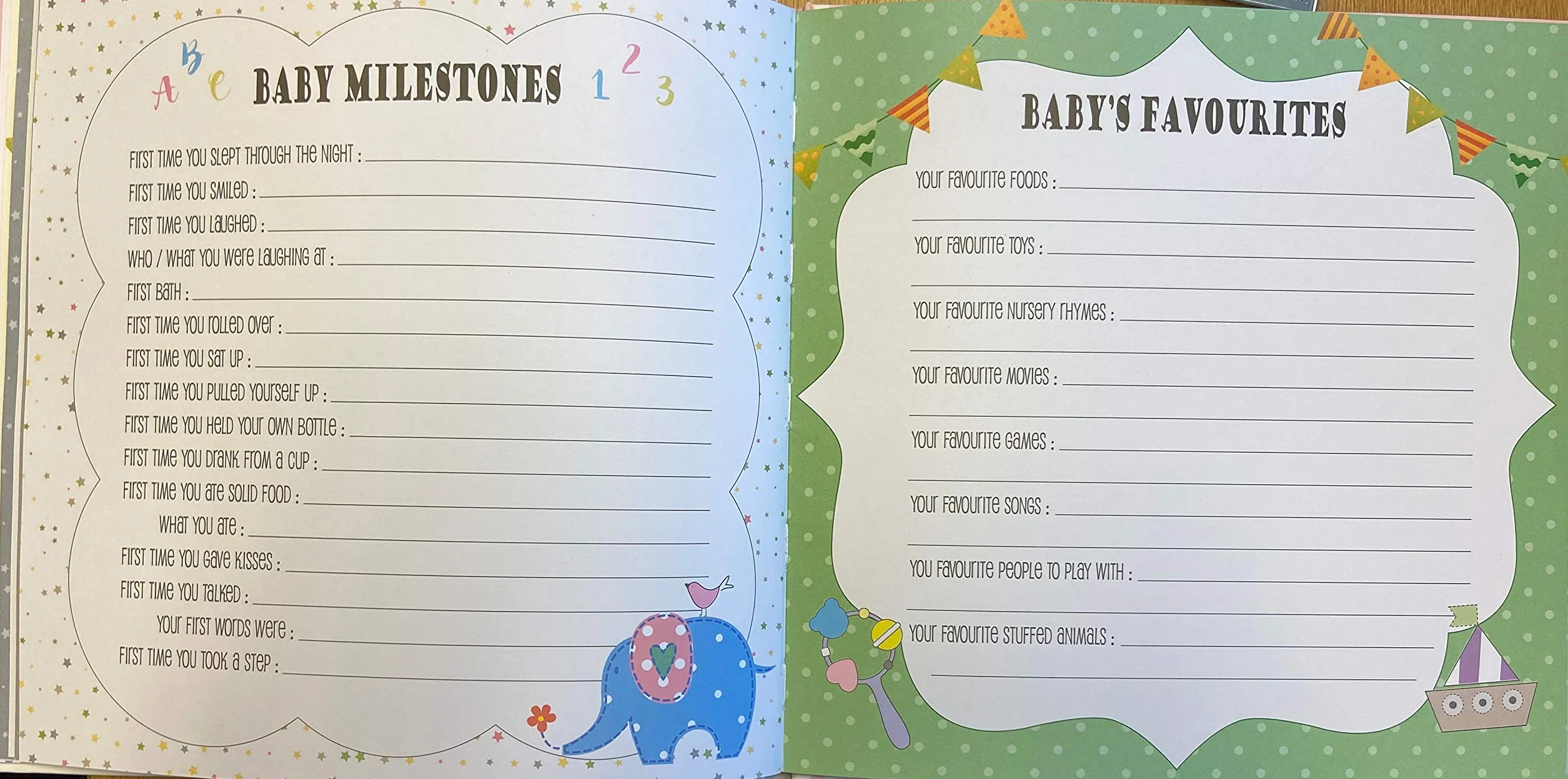 Baby's My First Year Recorord Log Book upamiętniający narodziny przez pierwszy rok na Ziemi - niebieski