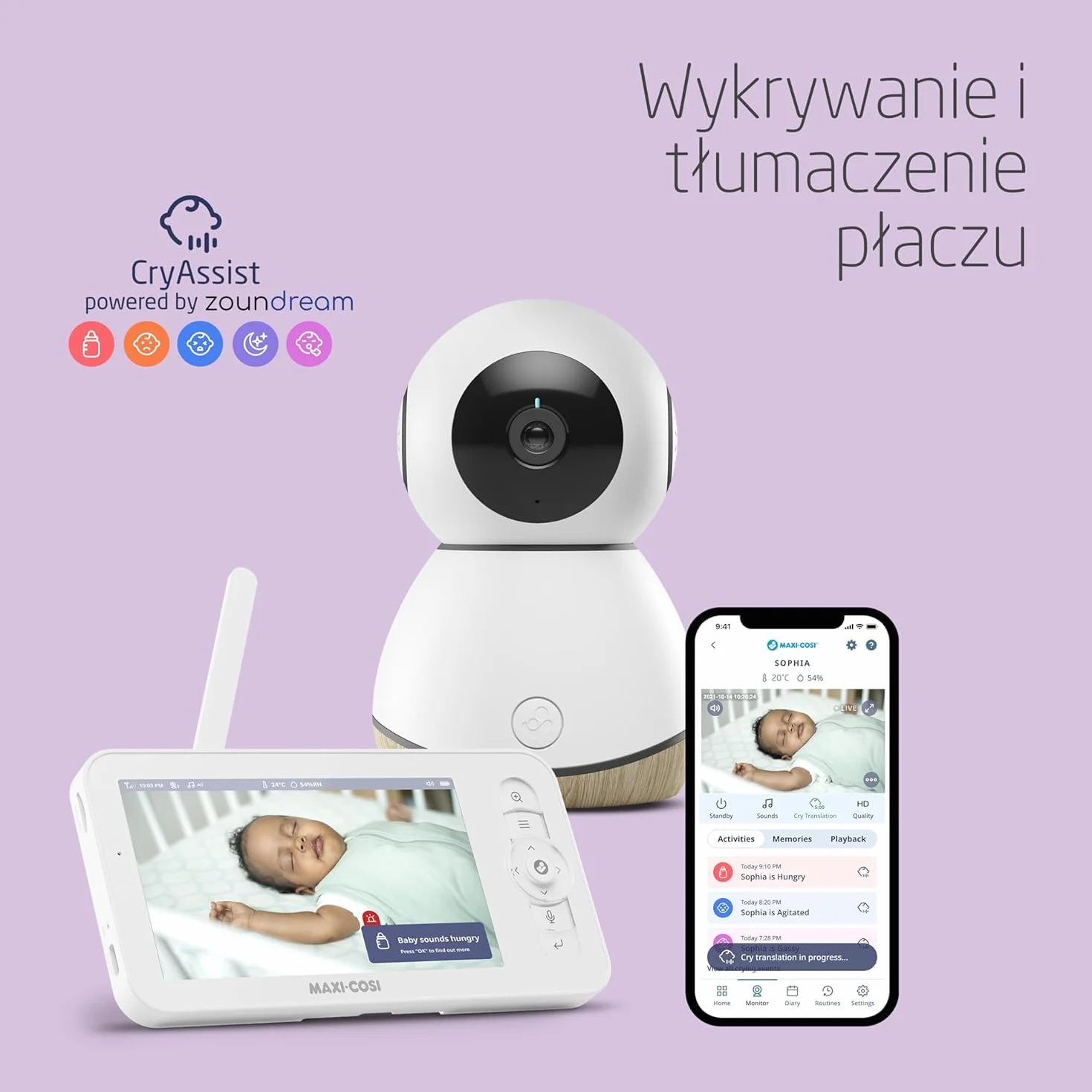 Maxi-Cosi See Pro Kamerka 2K UHD z aplikacją, tłumacz płaczu, autowykrywanie ruchu, ekran 5"