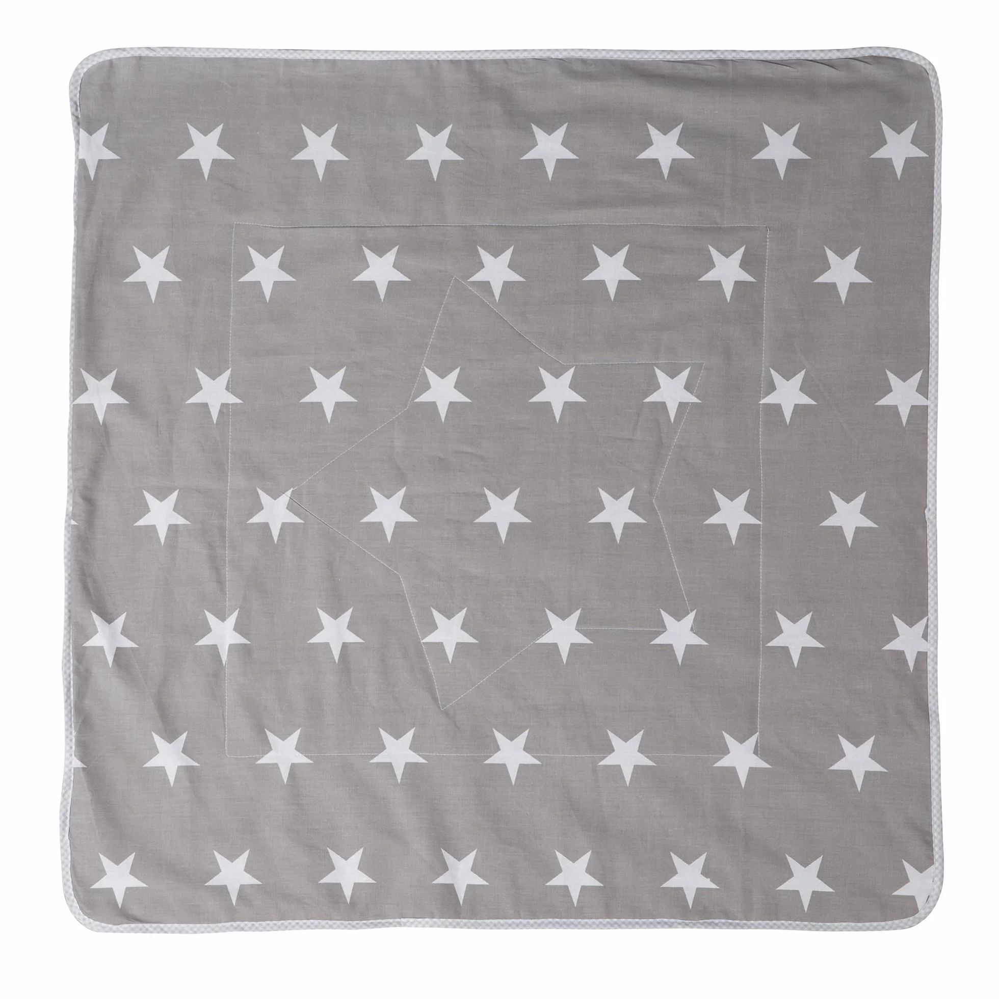 roba Kocyk dla niemowląt Little Stars - 80 x 80 cm - Kocyk do przytulania, pełzania i zabawy - Miękki kocyk dziecięcy dwustronny z motywem gwiazdek z bawełny/pluszu - Szary/Biały
