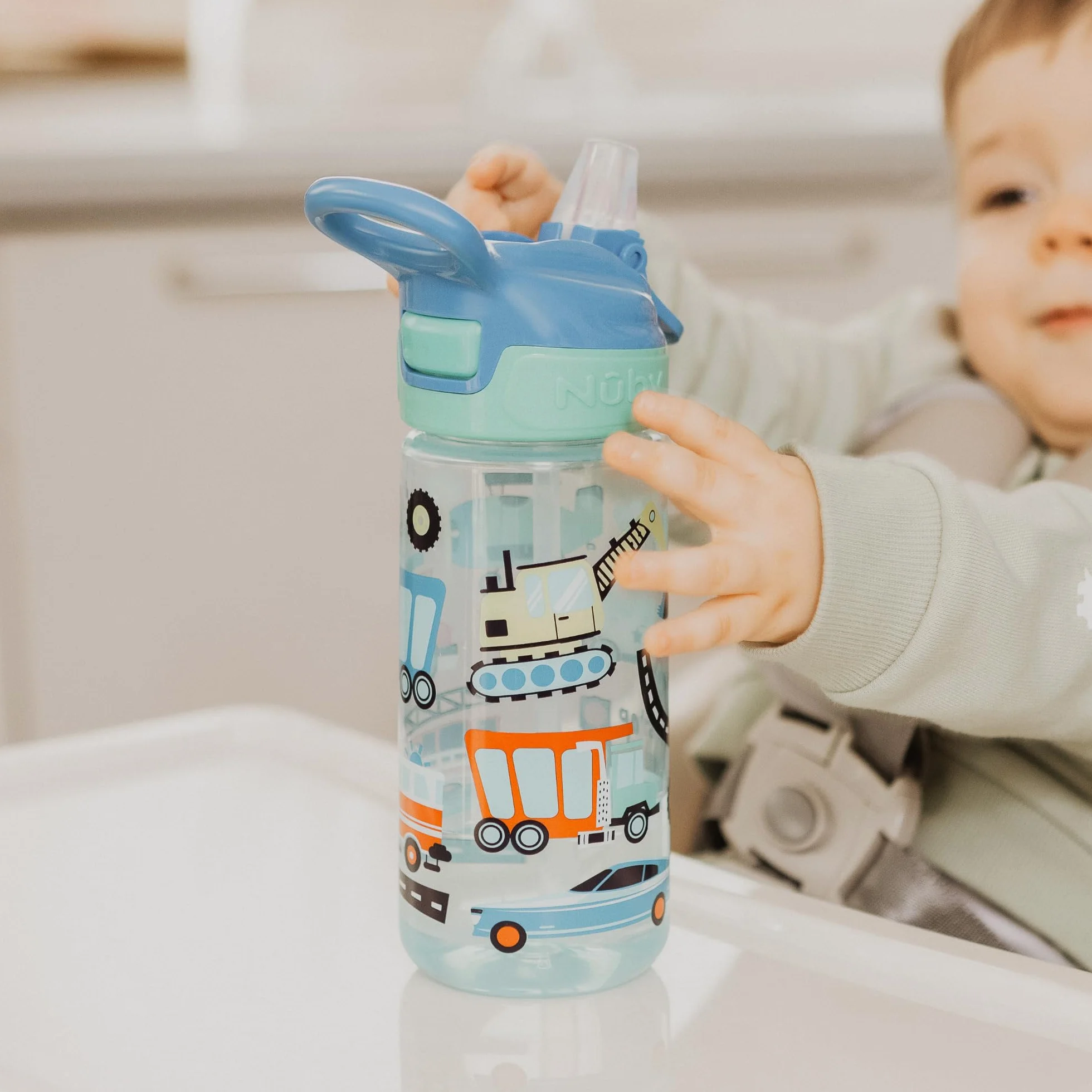Nuby Super Quench butelka na wodę dla dzieci 540 ml uchwyt do przenoszenia płynny przepływ