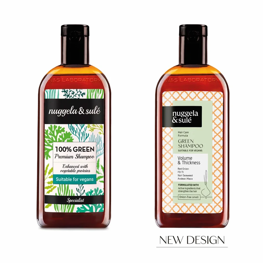 Nuggela & Sulé Szampon GREEN - Objętość & Gęstość. Odpowiedni dla Wegan. Z FO-TI, Macą Andijską i Algą Nori. 1 x 250 ml