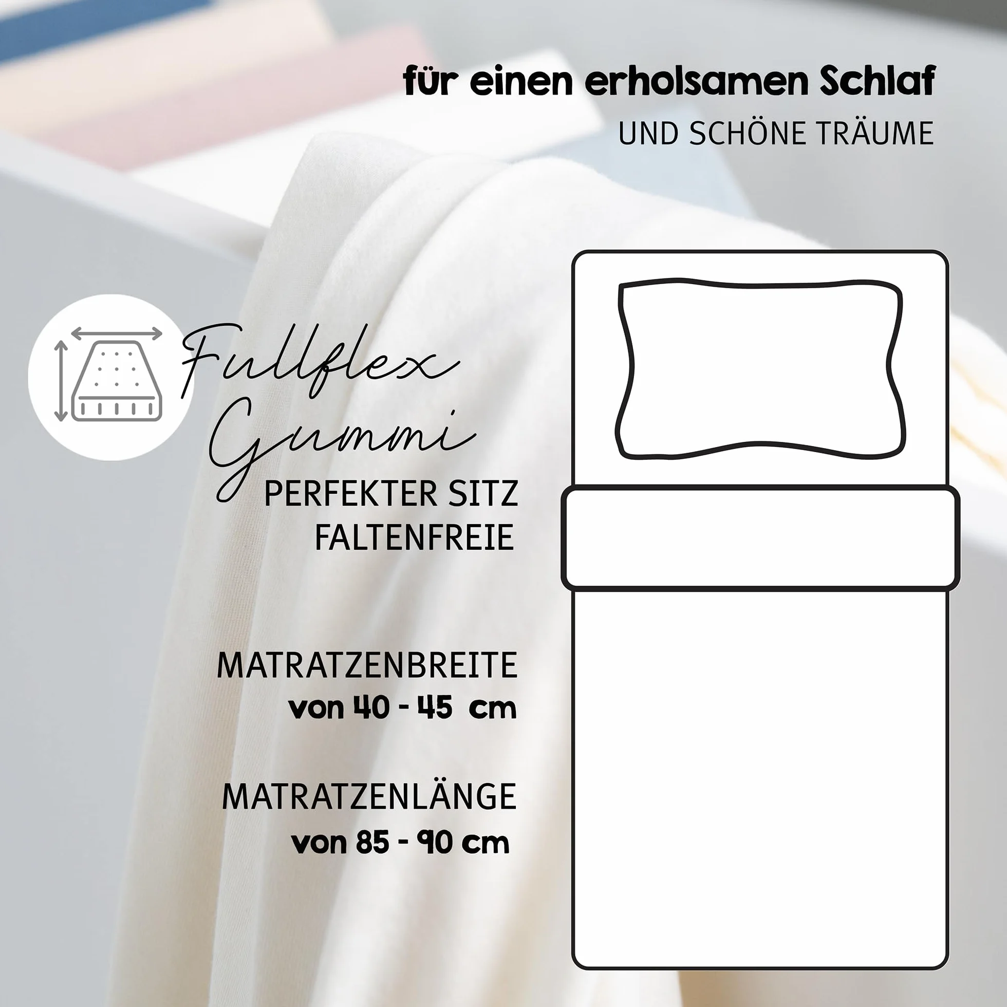 roba Prześcieradło z gumką safe asleep 40 x 90-45 x 90 - Prześcieradło do łóżeczka lub kołyski - Bawełna organiczna - Certyfikaty GOTS i Oeko-Tex Standard 100 - Biały