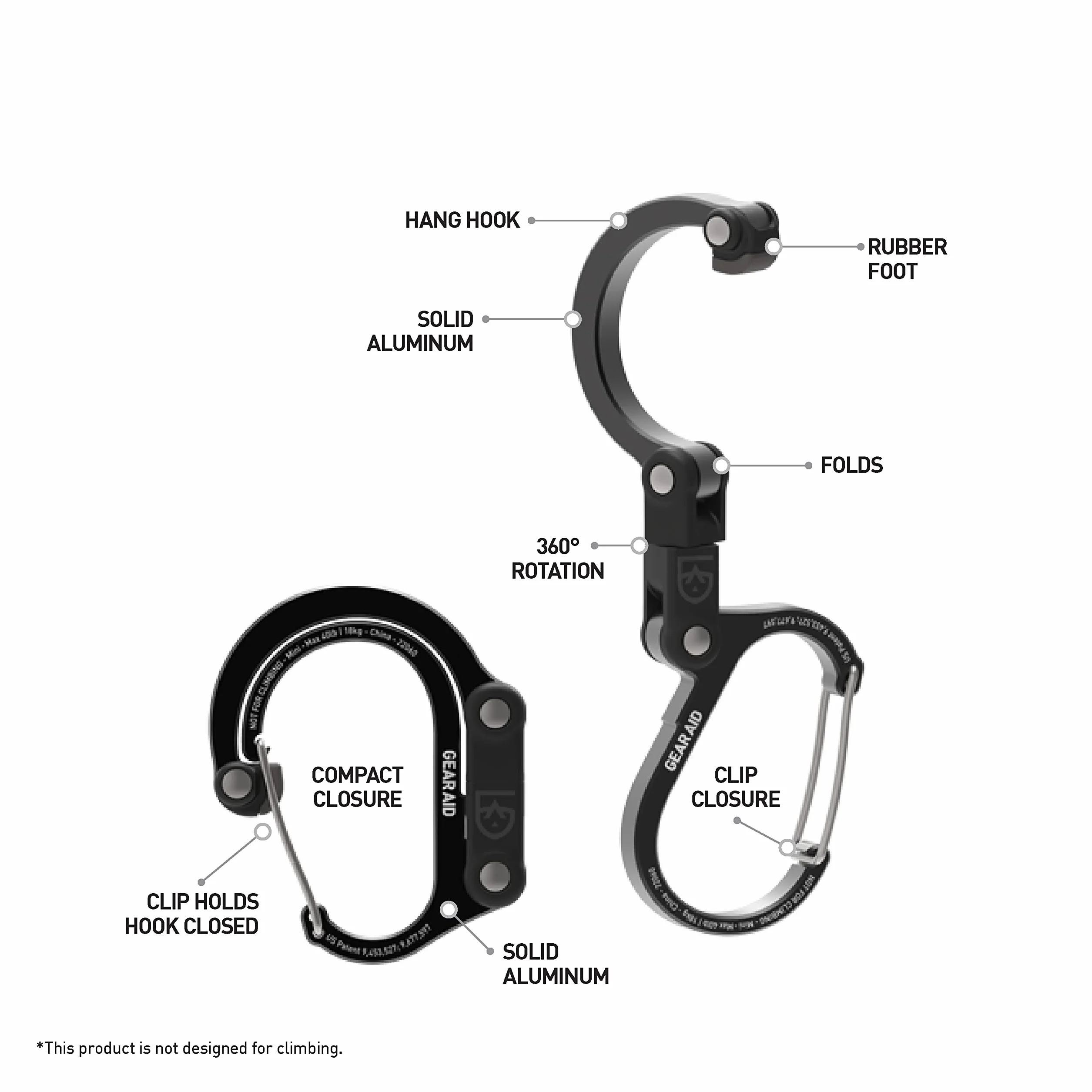 GEAR AID HEROCLIP mały karabińczyk klips haczyk do zawieszania