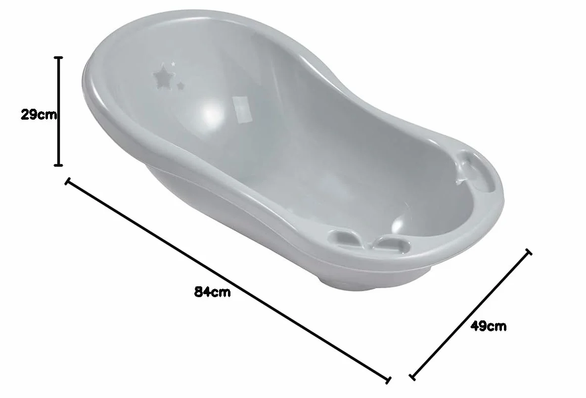 keeeper Ergonomiczna wanienka Star dla niemowląt z korkiem, od 0 do ok. 12 miesięcy, 84 cm, Maria, Szara