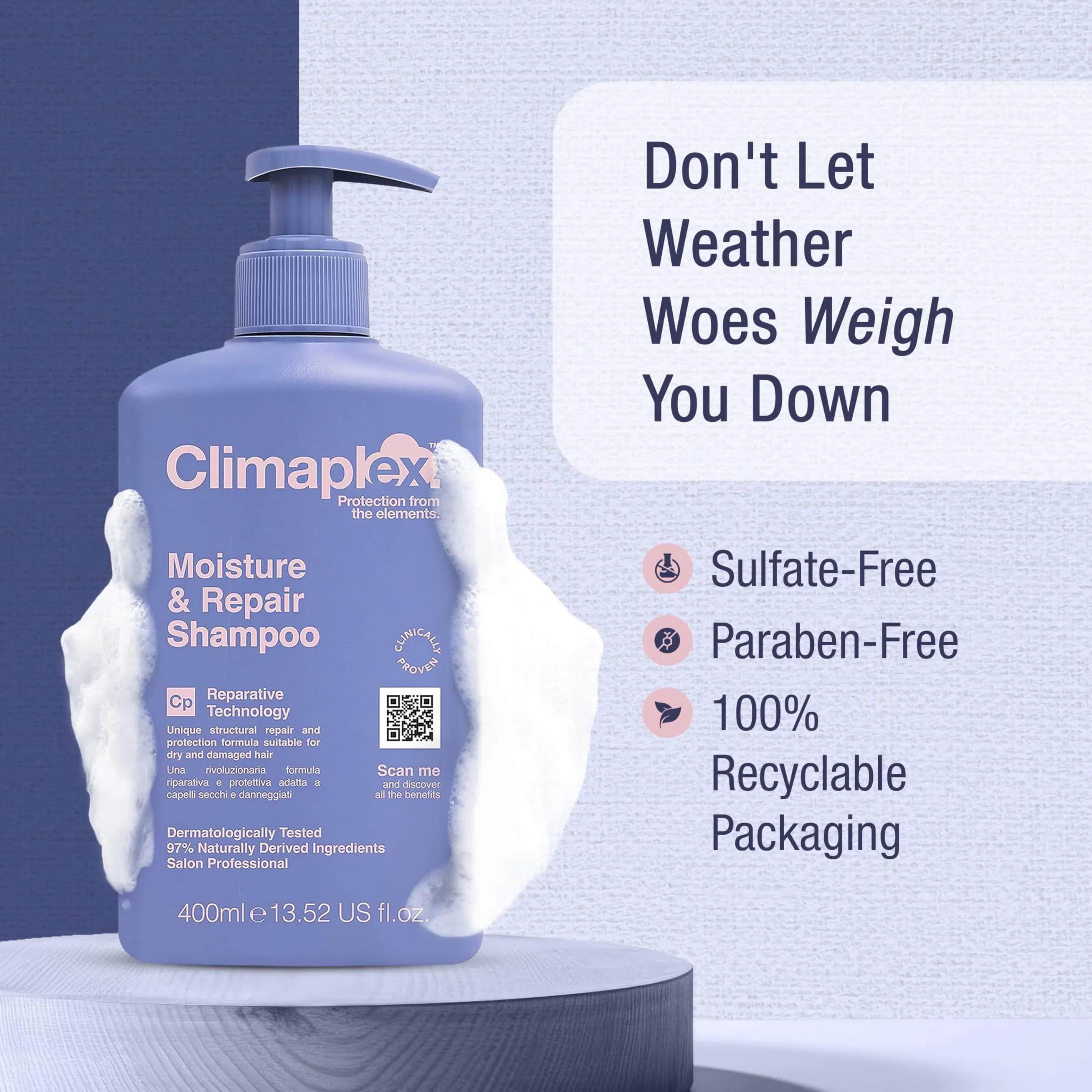 Moisture and Repair Shampoo by Climaplex for Unisex - 13.52 oz Shampoo