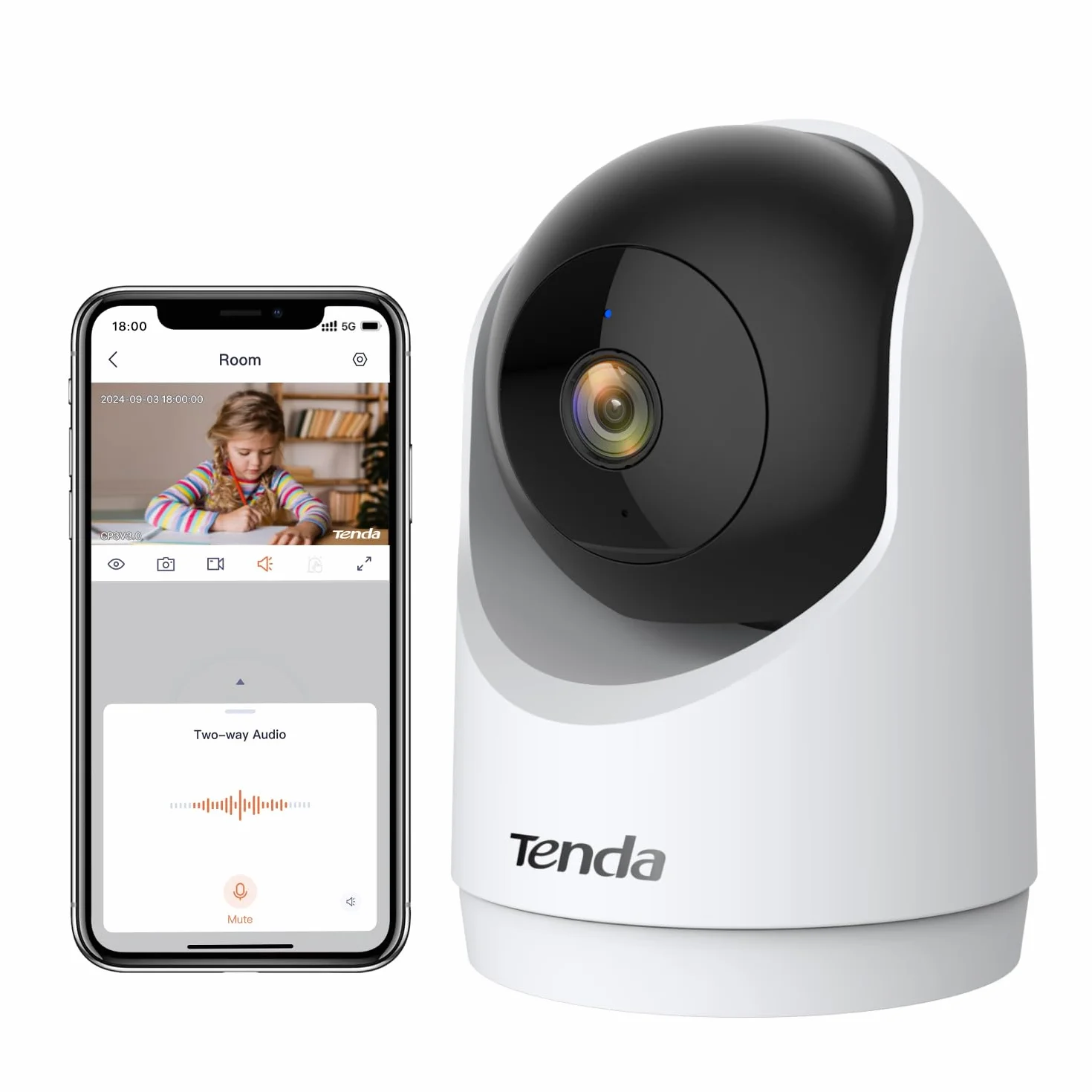 Tenda CP3 V3.0 kamera monitorująca 2K Wi-Fi 360° FHD 3MP noktowizor wykrywanie ruchu