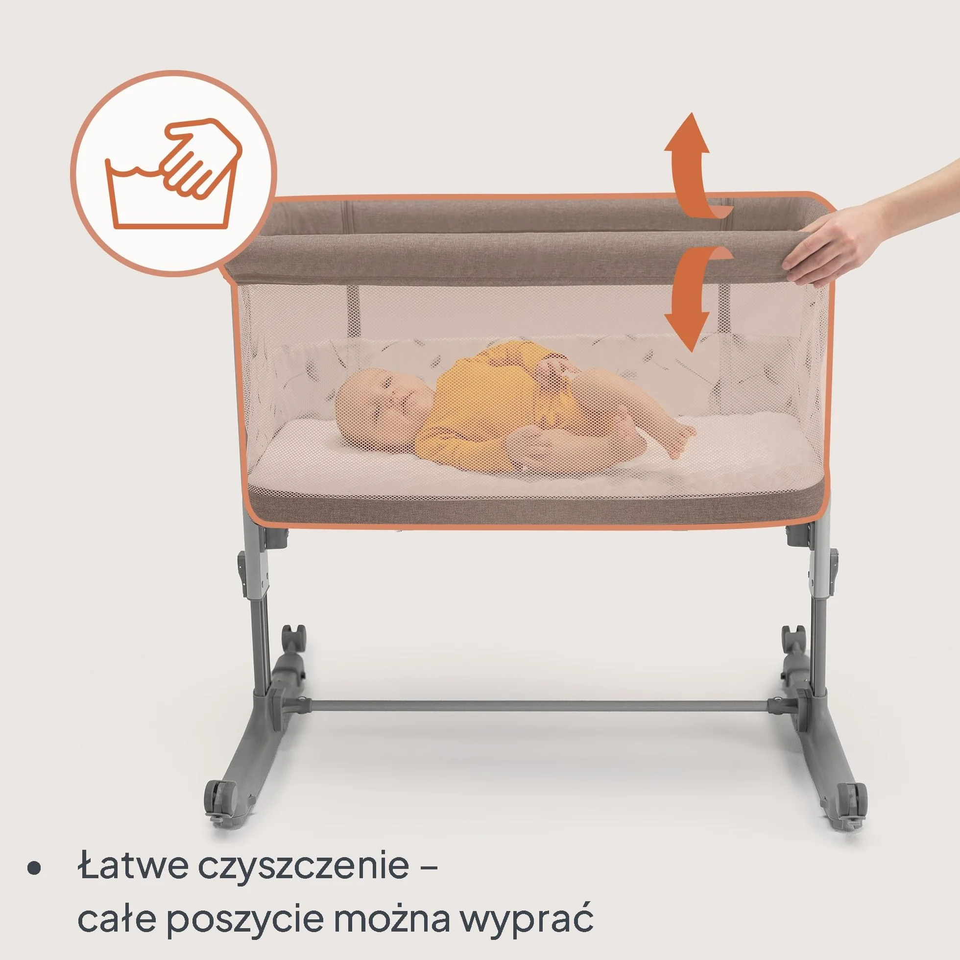 LIONELO Aurora 3 w 1 Łóżeczko Dziecięce do 9 kg Łóżko Dostawne Kołyska Regulacja Wysokości Kąta Nachylenia Materaca 4 Kółka z Hamulcem Torba (Szary)
