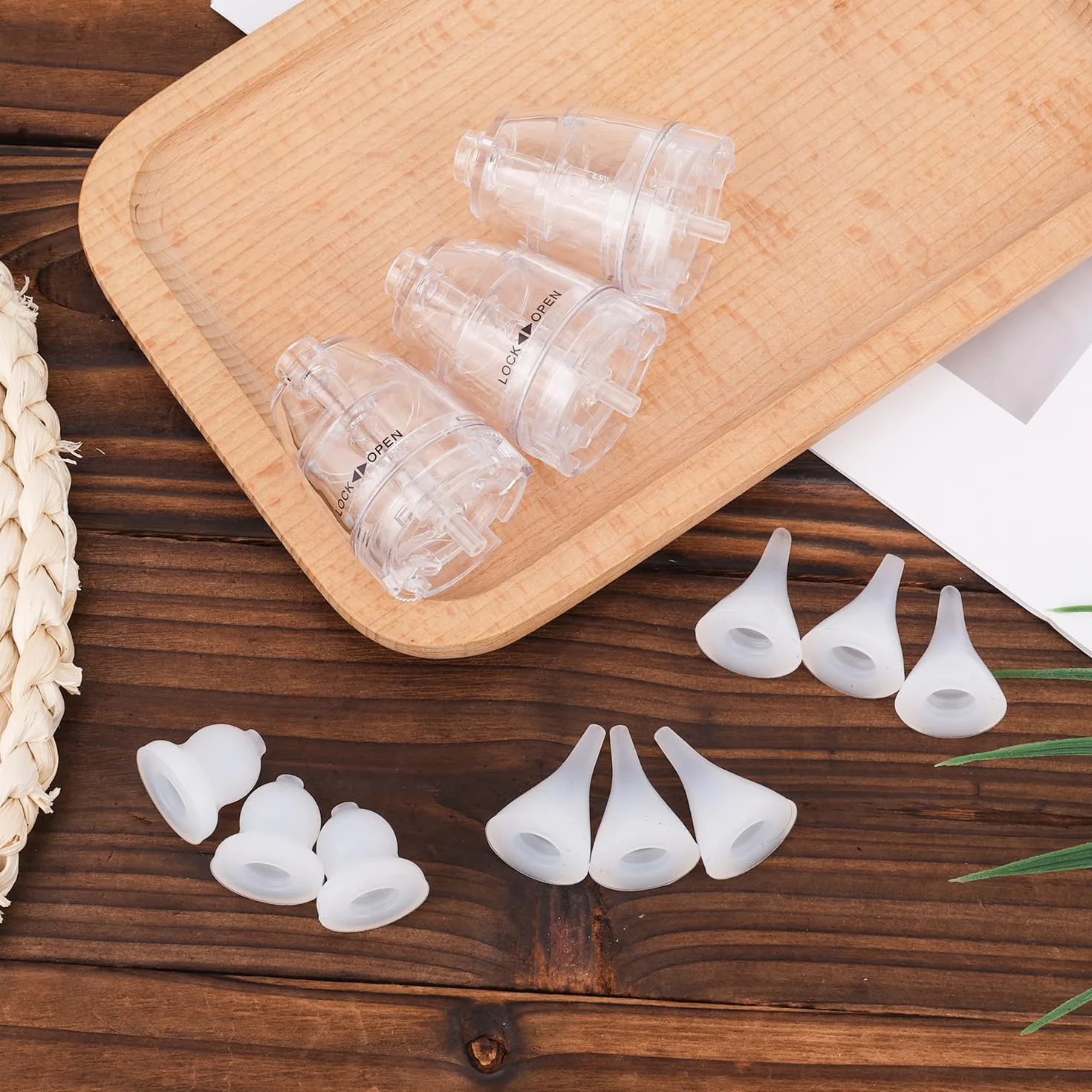 BOXOB 9 Sztuk Wymiennych Końcówek Aspiratora i 3 Plastikowe Wymienne Głowice, 3 Rodzaje Silikonowych Końcówek Aspiratora do GROWNSY Watolt LittleTora HEYVALUE Cocobela HailiCare KIDIRA TEQIN X-Bosak