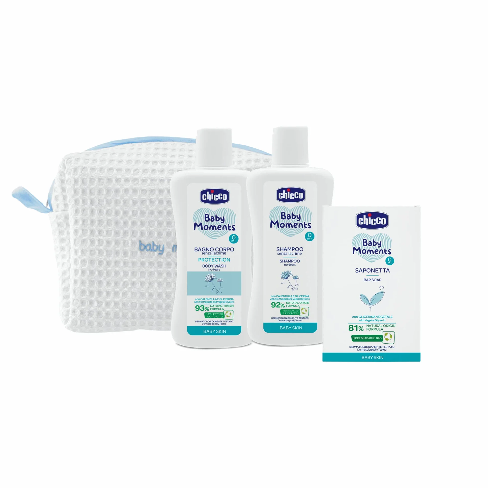 Chicco Baby Moments zestaw do higieny niemowląt, BeautyBauty Bag z zamkiem błyskawicznym, chłopcy