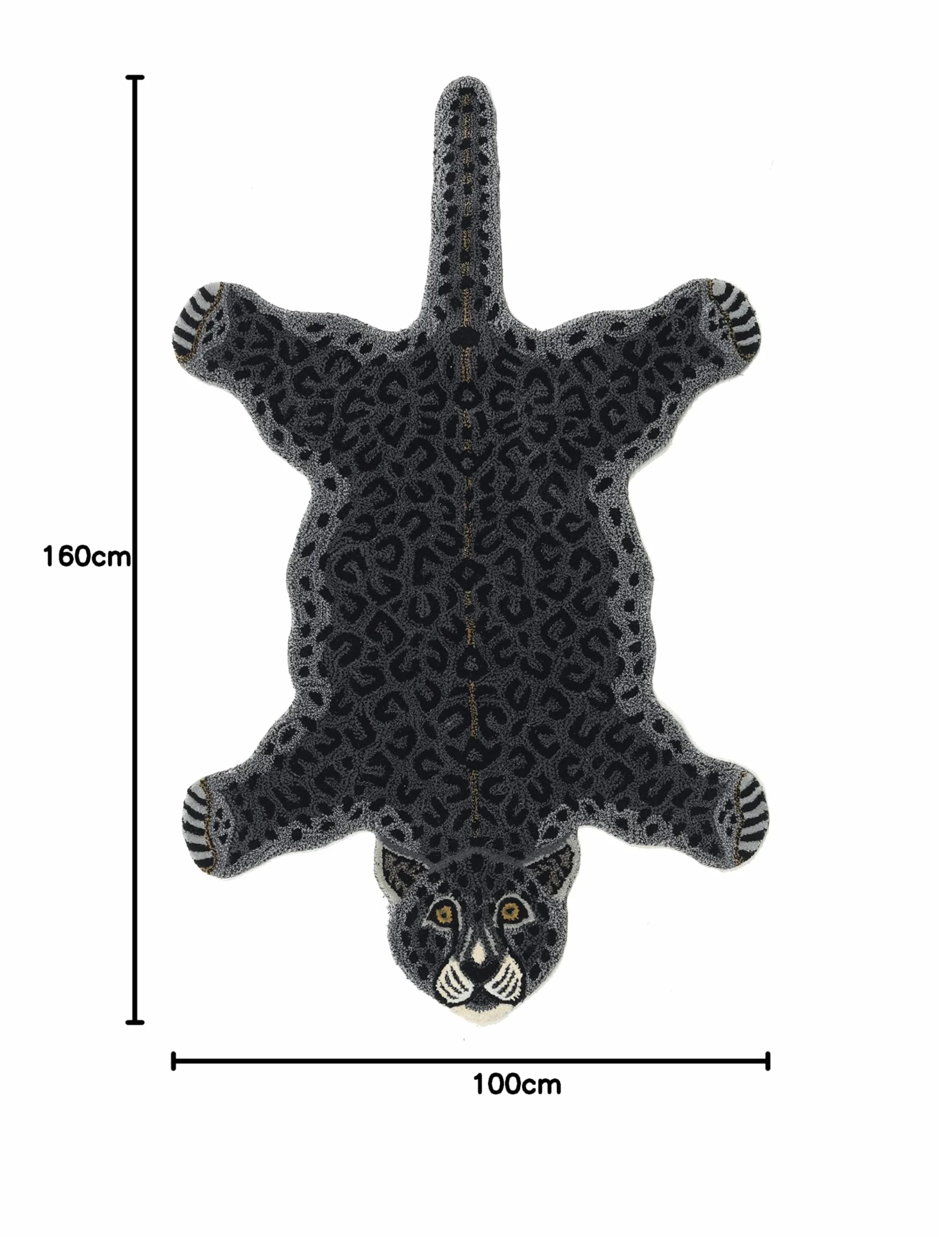 RugVista Leopard, Dywan dziecięcy, 100 x 160 cm, Wysoki, Pokój Czyścić wyłącznie chemicznie, Bez niebezpiecznych chemikaliów, Czarny