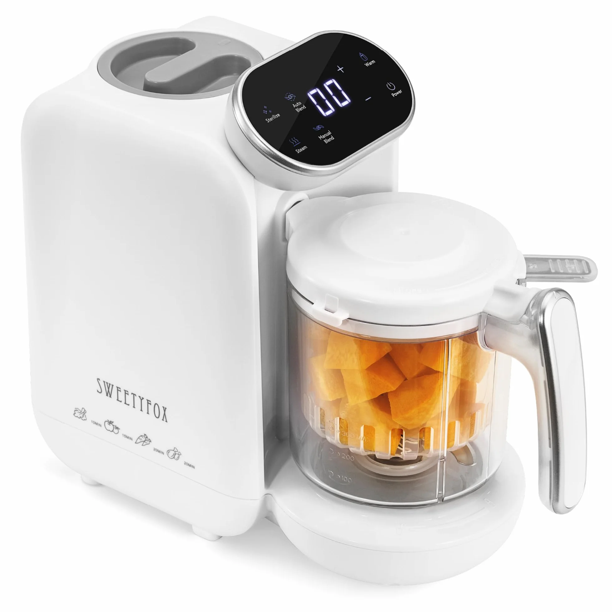 Sweety Fox - Blender z kuchenką dla niemowląt - 7 funkcji - Gotowanie na parze, Blender, Puls, Możliwość czyszczenia, Sterylizacja, Podgrzewanie, Rozmrażanie - Robot Kuchenka dla dzieci