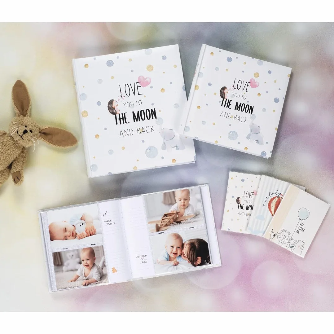 Hama Album dla niemowląt "To The Moon" (album fotograficzny dla niemowląt z 60 stronami dla dziewcząt i chłopców, fotoksiążka dla dzieci na ok. 300 zdjęć, album fotograficzny do samodzielnego