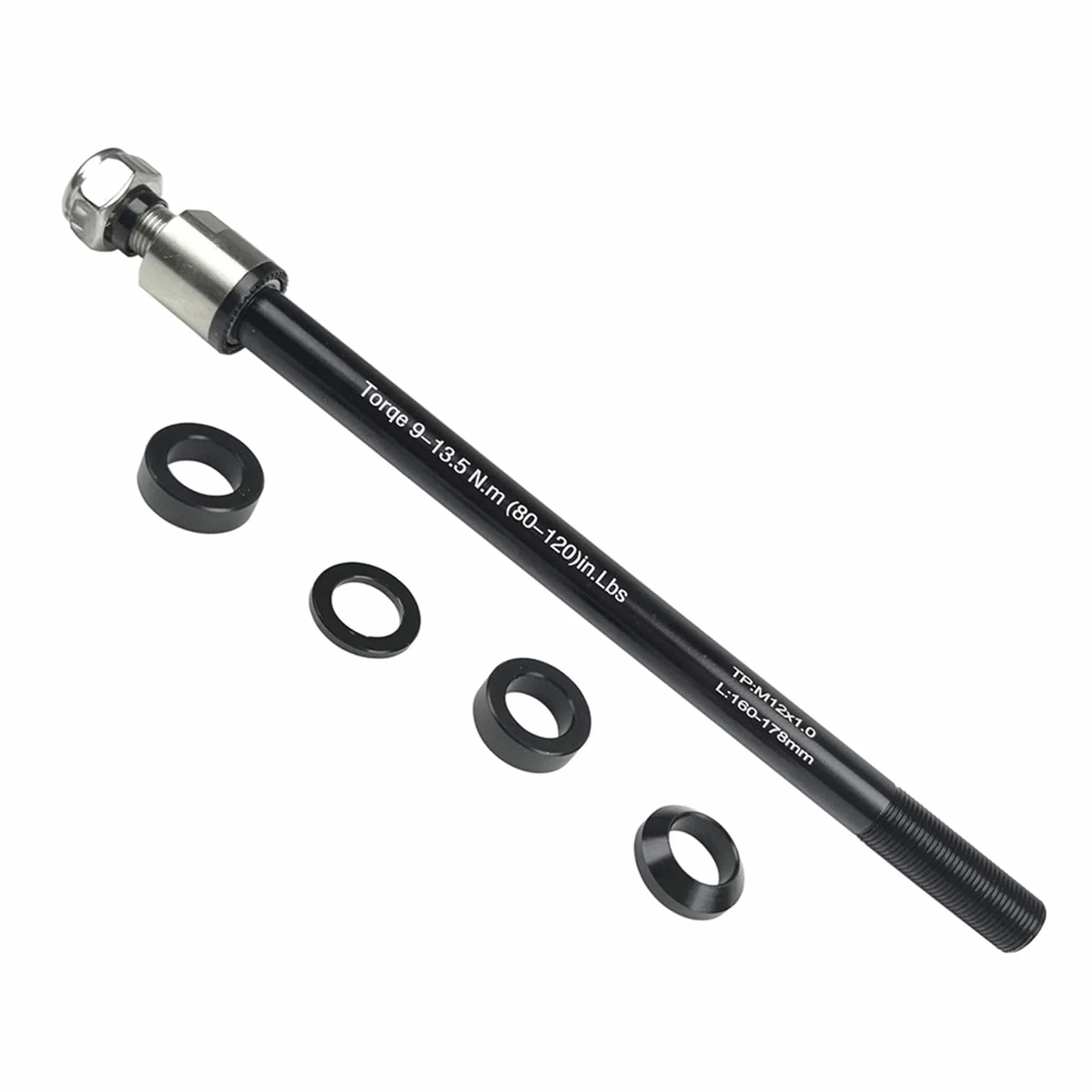 Adapter do przyczepki rowerowej M12 x 1,0, regulowany 160-178 mm, oś wtykowa do roweru tylnego z wspornikami dystansowymi, kompatybilny z 135/142/148 mm, do przyczep, sprzęgła MTB, rowerów wyścigowych