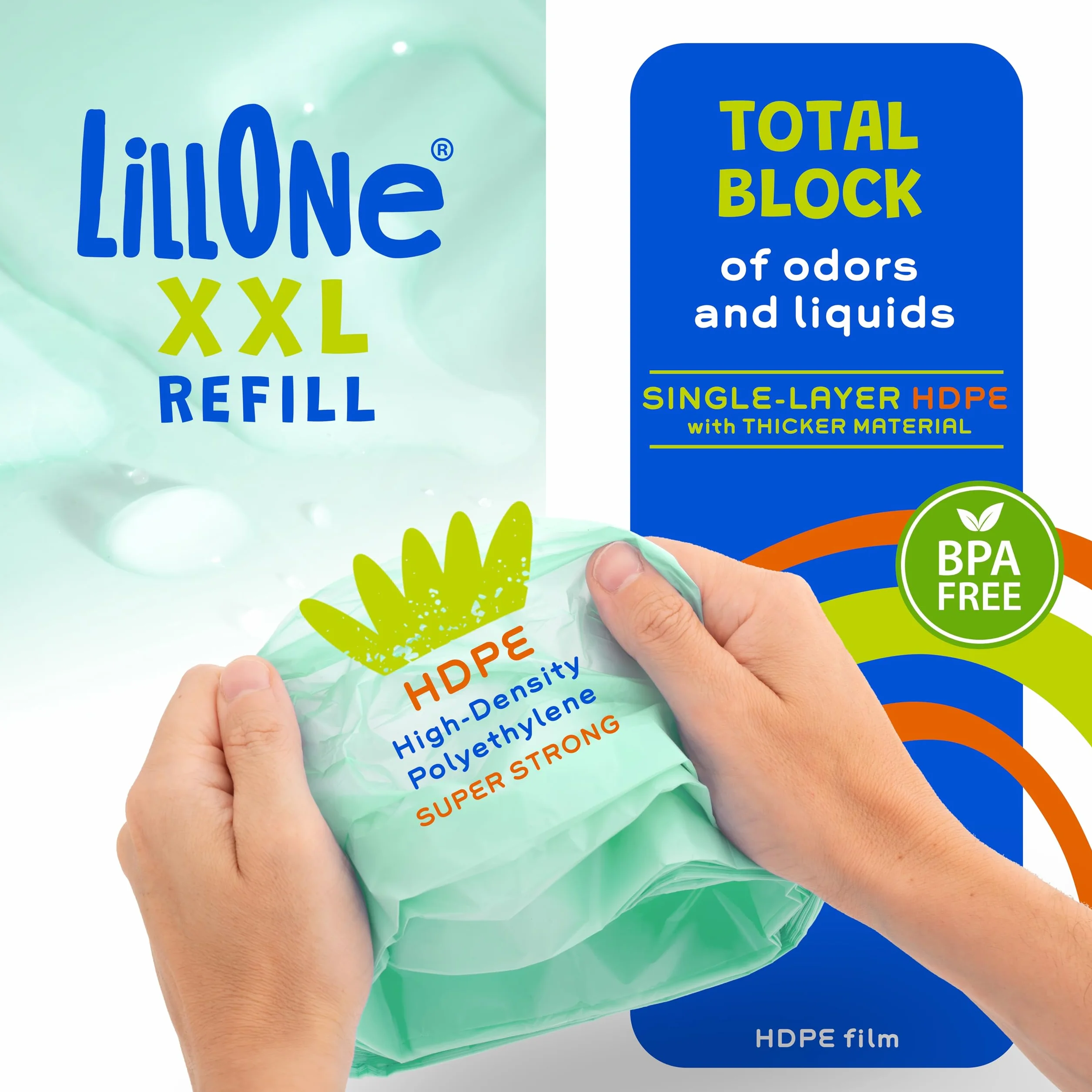 LillOne 8 XXL Wkłady Extra Długie 10,5 m do Pojemnika na Pieluchy – Kompatybilne z Tommee Tippee, Angelcare, Litter Locker i innymi – Grubsza Folia z Kontrolą Zapachu i Ochroną Antybakteryjną
