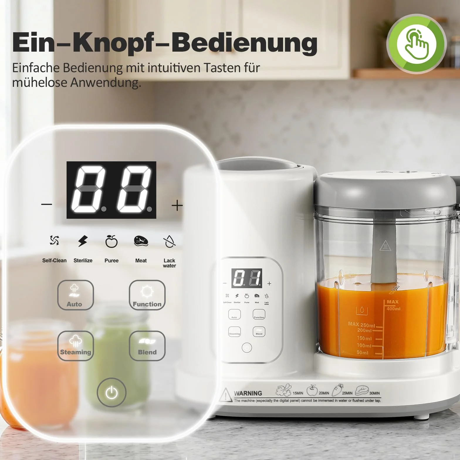 TopStrong Baby Food Maker urządzenie do przygotowywania posiłków dla niemowląt, parowar, miksowanie, rozmrażanie i podgrzewanie, wielofunkcyjny zaparzacz z funkcją samoczyszczenia