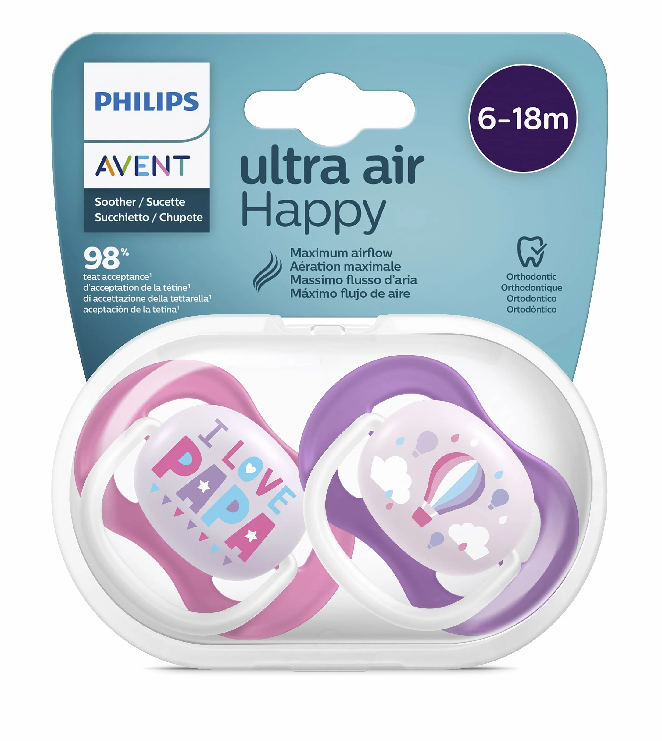 Philips Avent Smoczek Ultra Air ortodontyczny bez BPA 2 szt. SCF080/04