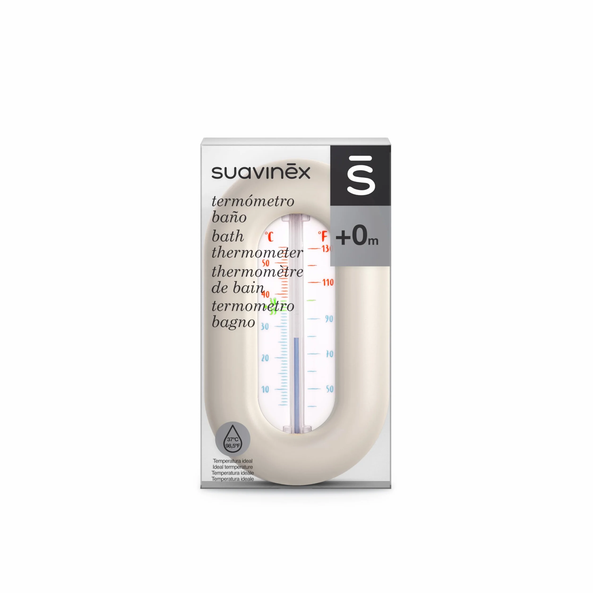 Suavinex Termometr do kąpieli dla niemowląt, bez rtęci, precyzyjny, skala °C/°F, pływający, szary