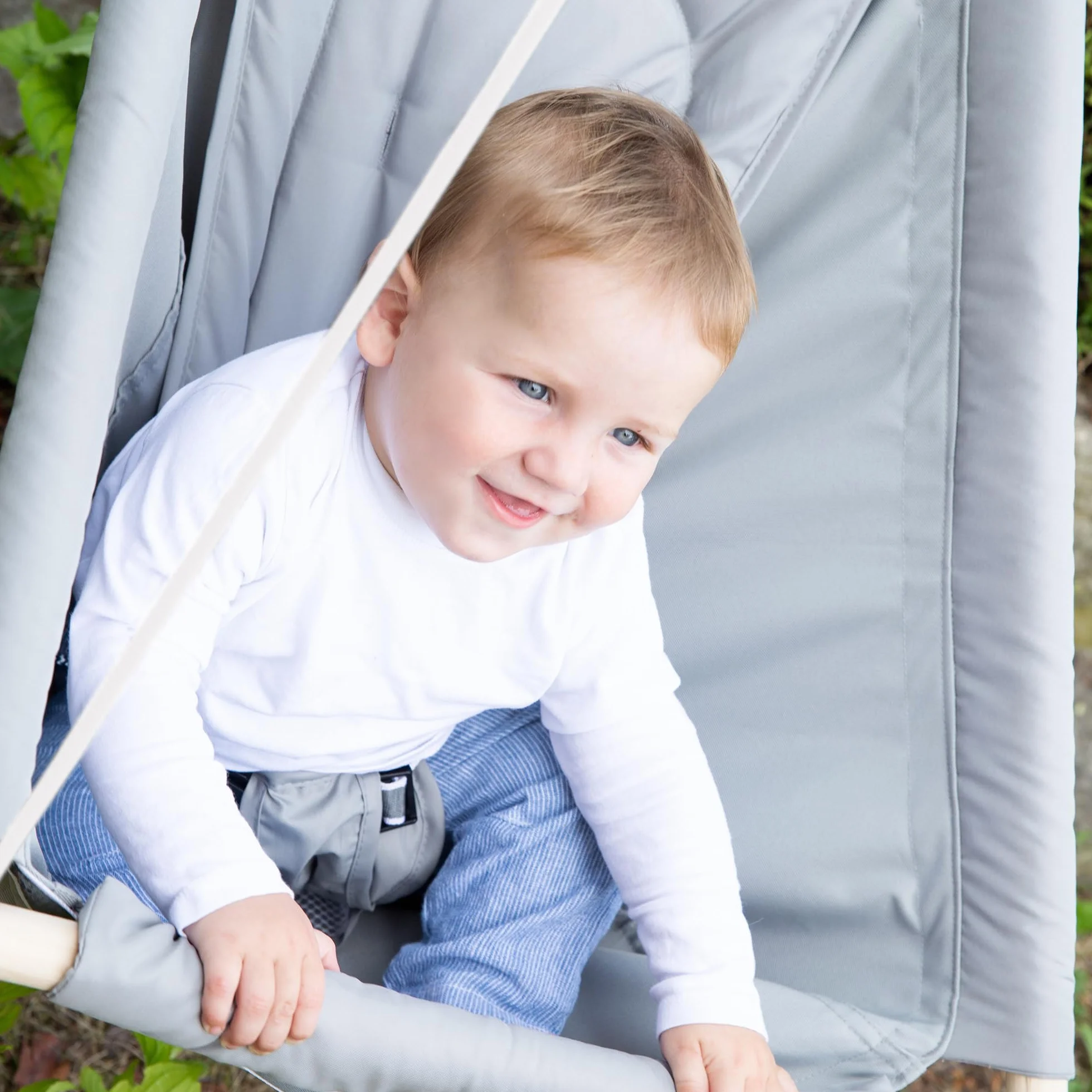 roba Fotel hamakowy dla dzieci - regulowany od bujanego do huśtawki - wewnątrz/na zewnątrz - do ok. 6 lat/30 kg - ciemnobrązowy/szary