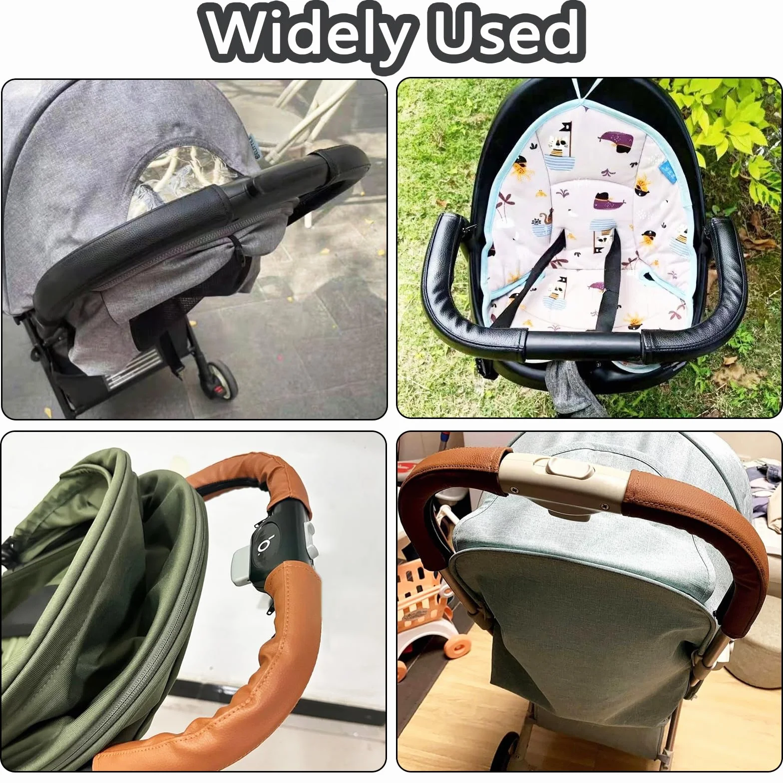 Brązowy pokrowiec na uchwyt do wózka ze skóry PU, wodoodporna osłona uchwytu