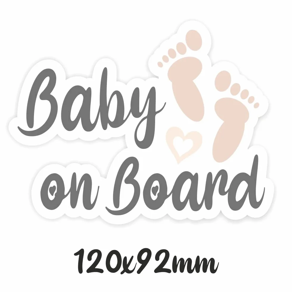 2 x naklejka na deskę z napisem "Baby on Board", 12 x 9 cm, na pokładzie samochodu, zabawna, słodka, 2 odciski stóp, tuning Decal