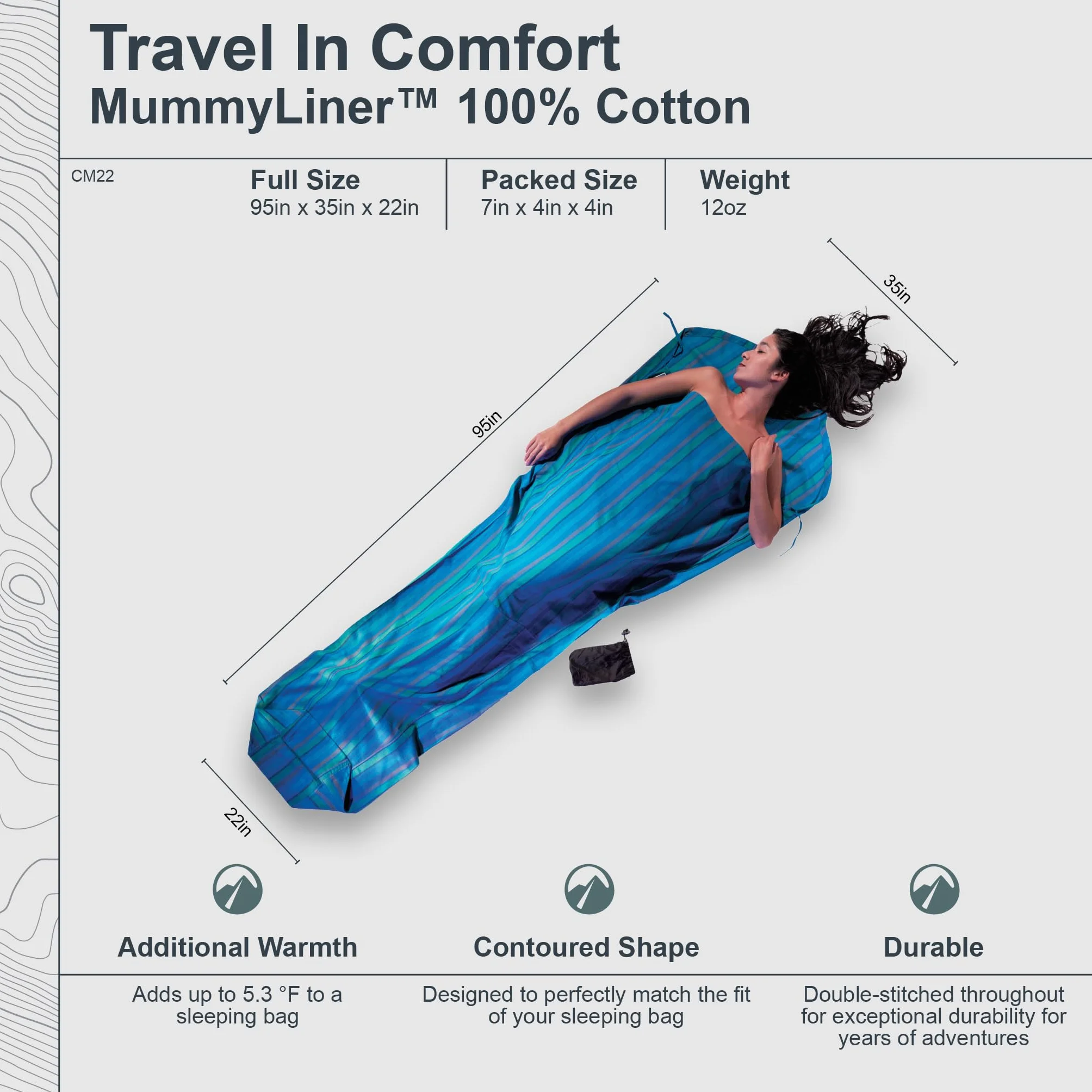 Cocoon Bawełniana wkładka mumiczna (nil, 230 cm x 89/56 cm)