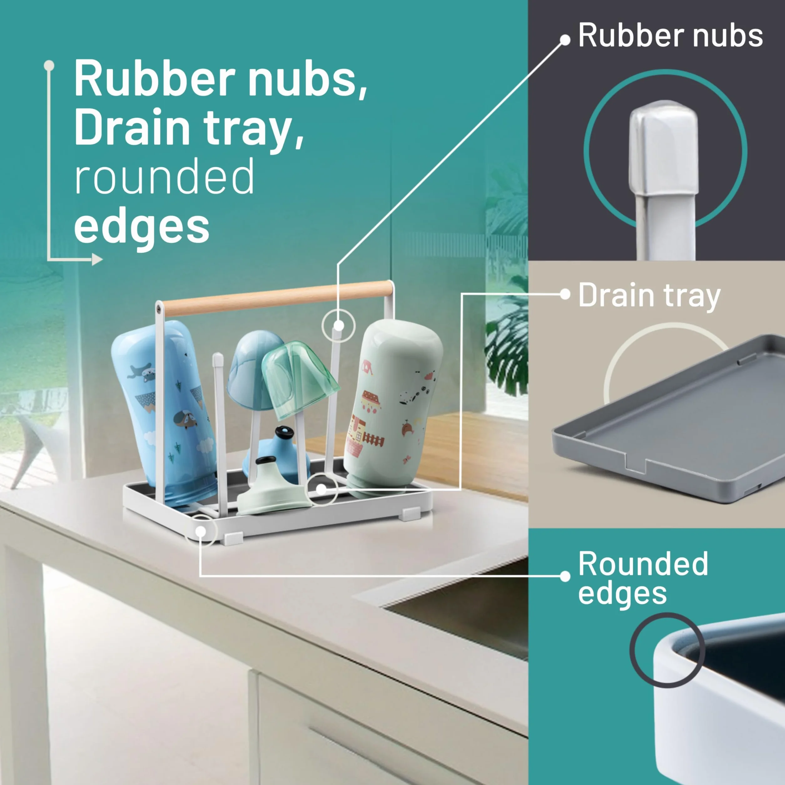 D&D Living Uchwyt na butelkę SodaStream ociekacz uniwersalny stojak do suszenia metal