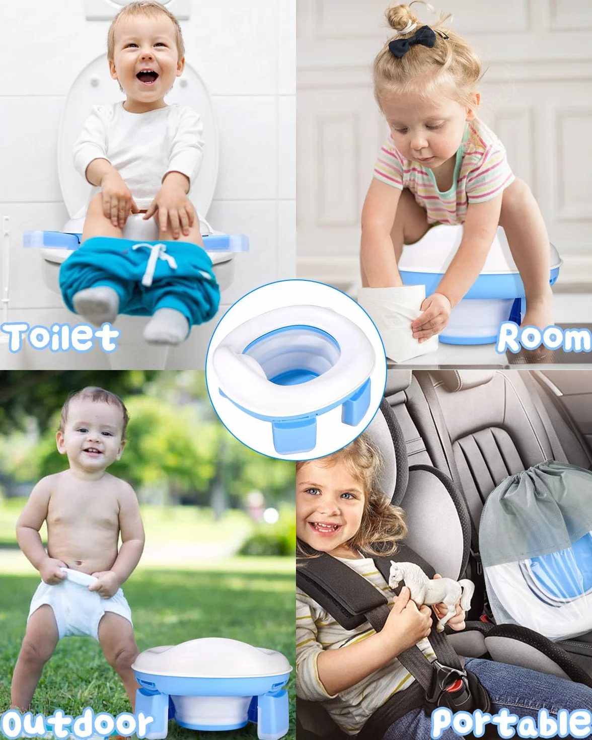 Pisuar Portatil Dzieci Składany 3 w 1,składana deska sedesowa Baby Potty, siedzisko treningowe,składana toaleta dla dzieci,do użytku wewnątrz i na podróż,z jednorazowymi wkładkami nocnikowymi