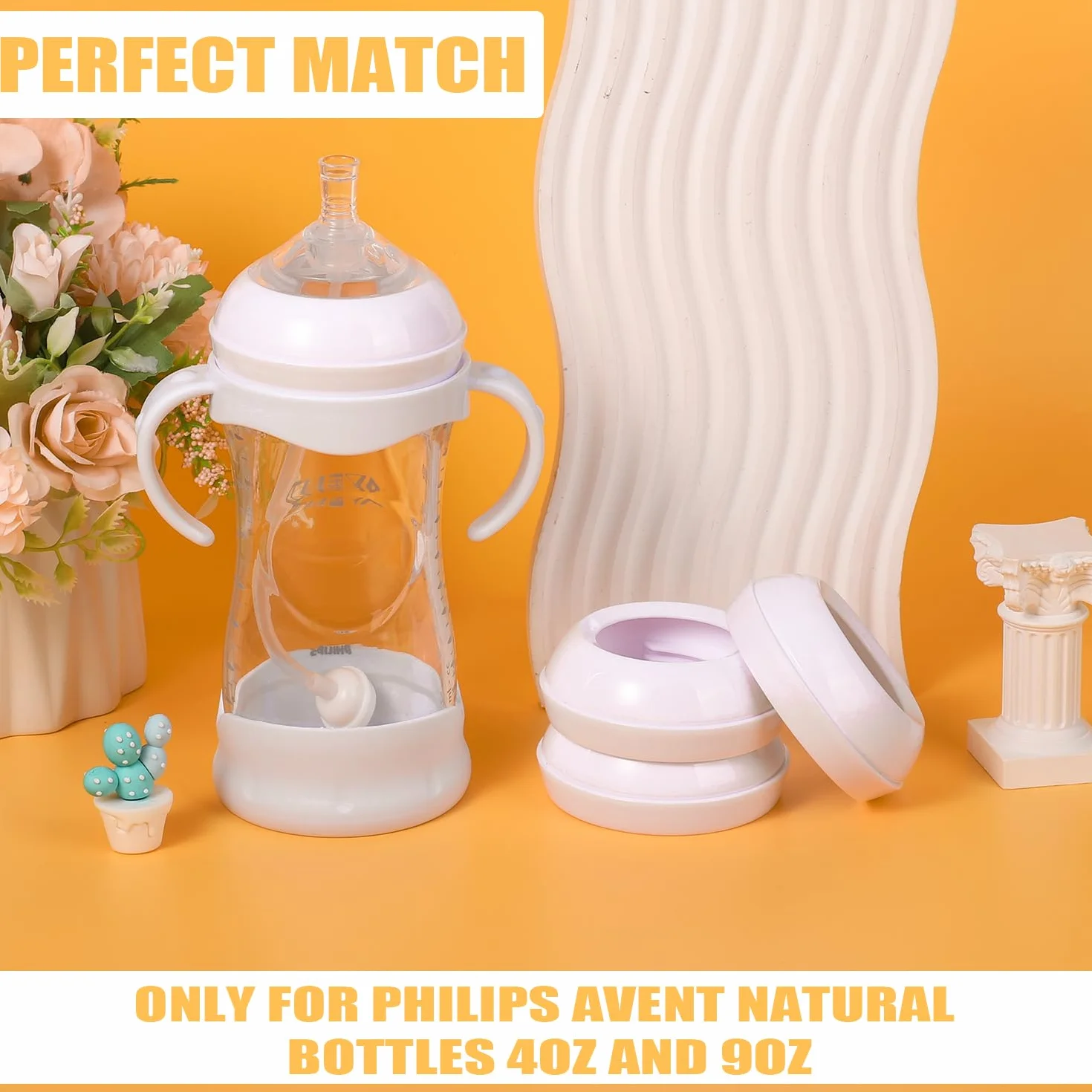 4 szt. Wymienne Pierscienie na Smoczki Butelek dla Niemowlat do Philips Avent Butelki, Bez BPA Pierscienie na Smoczki Butelek Kompatybilne z Avent Butelki z Naturalnego Plastiku i Szkla
