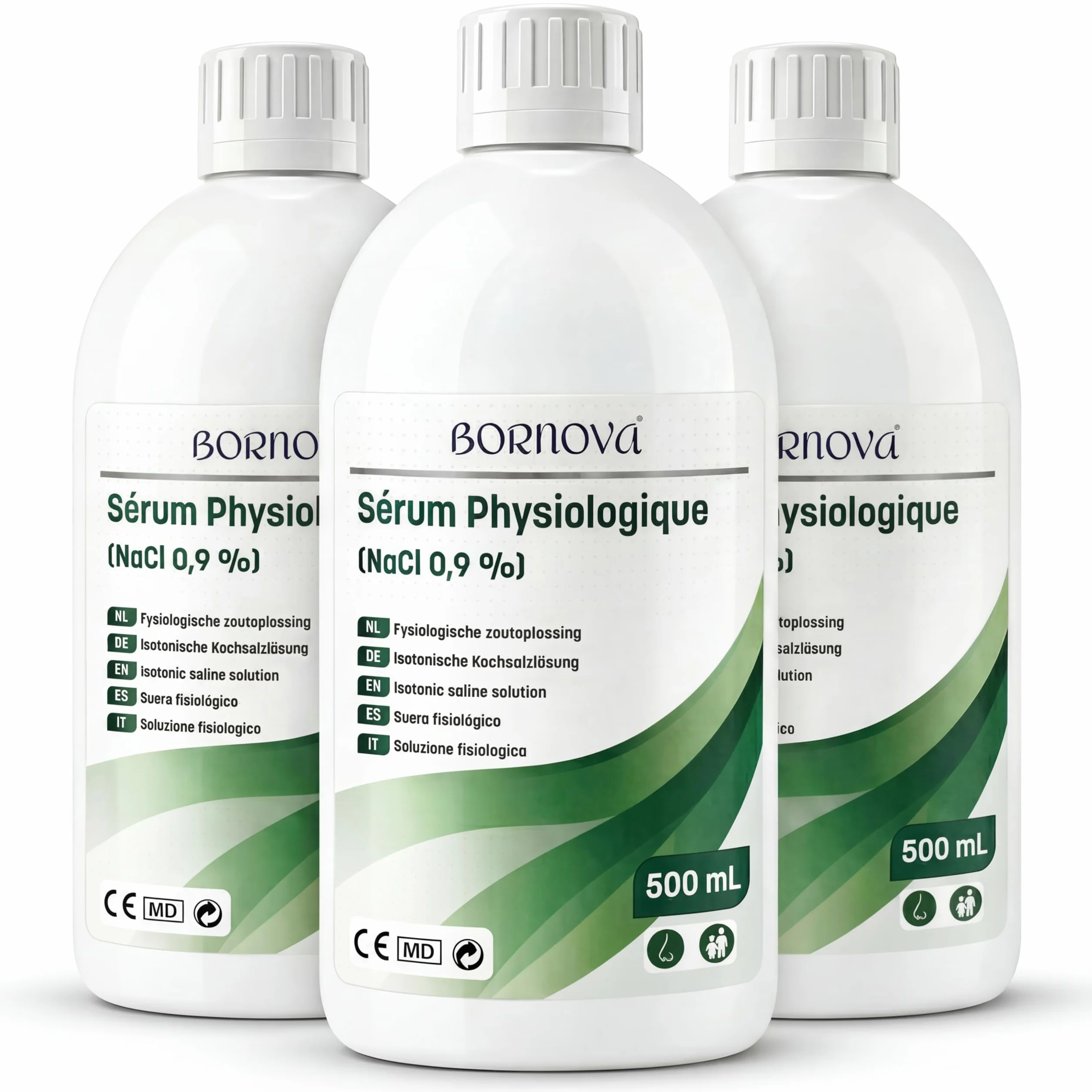 BORNOVA Roztwór soli fizjologicznej 500 ml NaCl 0,9% do płukania nosa 3 x 500 ml