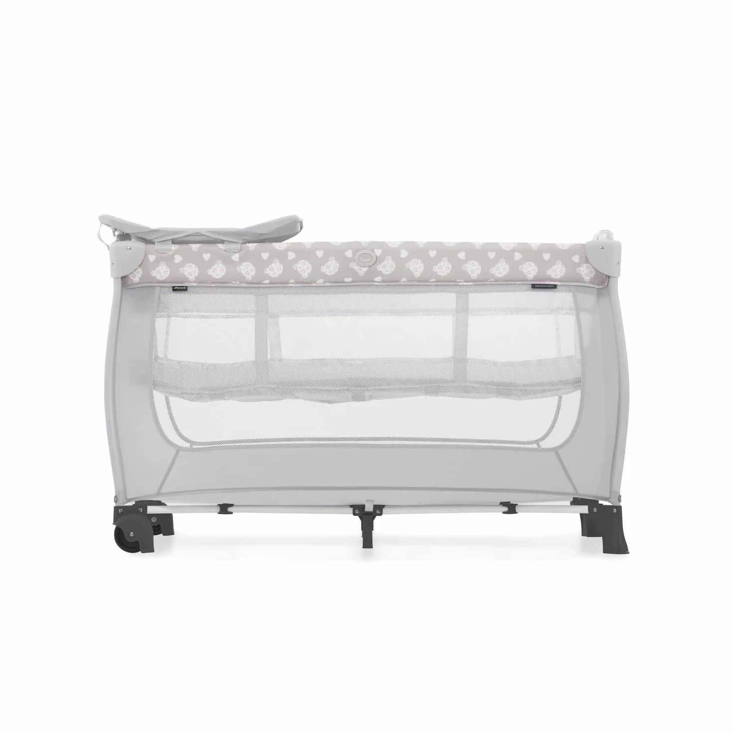 Hauck Zestaw łóżeczek Sleep N Play Center dla niemowląt i małych dzieci od urodzenia do 15 kg, 120 x 60 cm, stolik przewijany, drugi poziom, kółka, klapa boczna, składany, torba