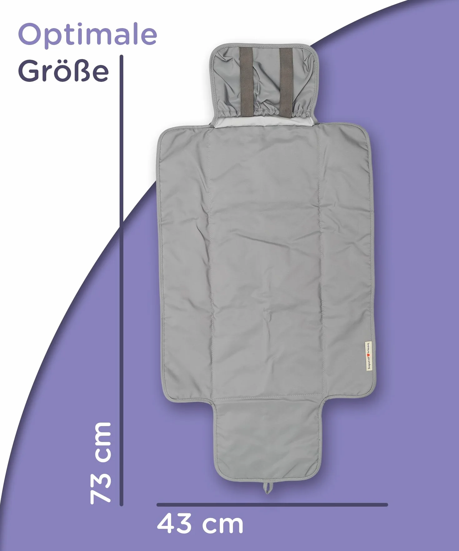 Jubi® Przewijak Podróżny – Mata do przewijania z bawełny organicznej i poliestru Öko-Tex – składana, kompaktowa (Grey)