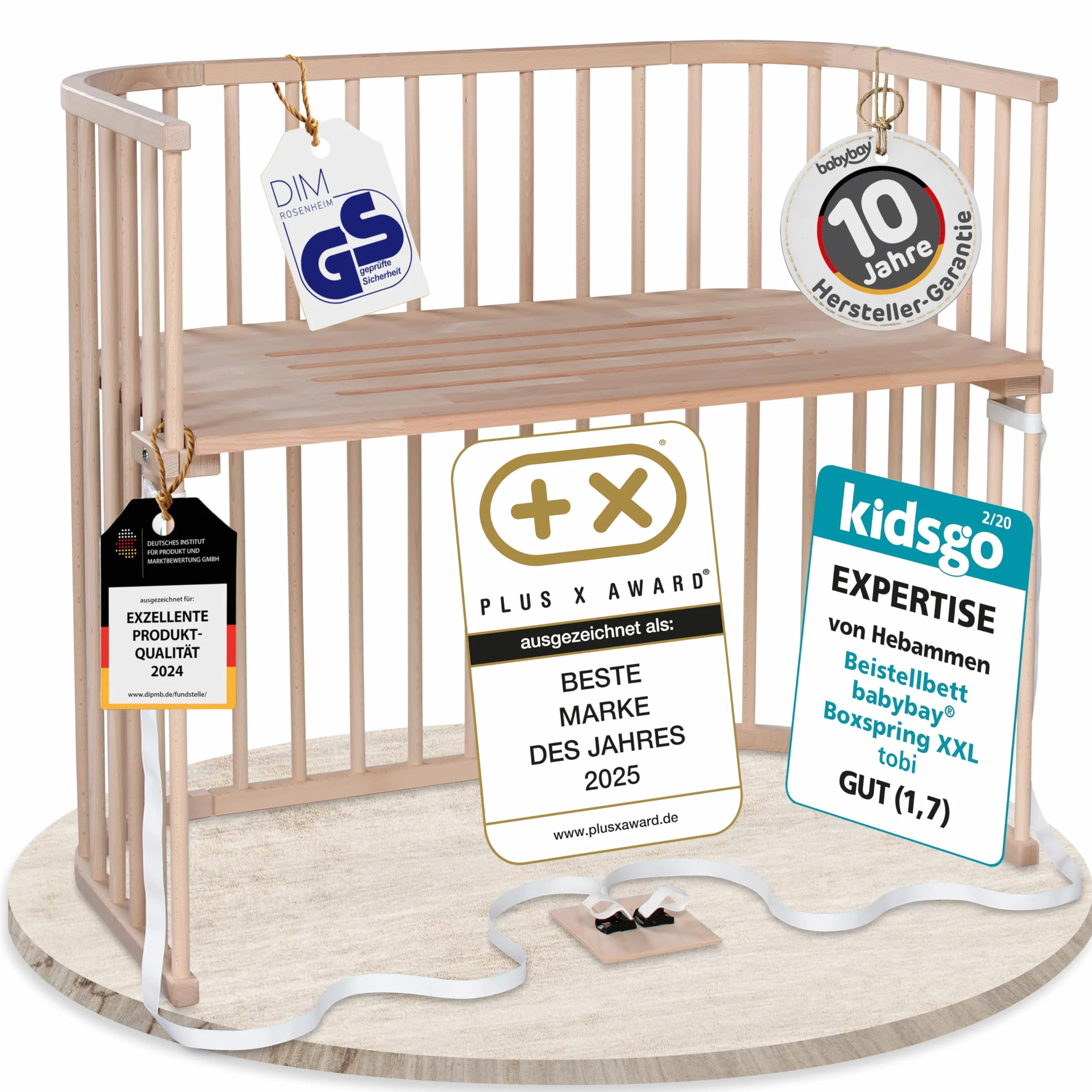 babybay Boxspring XXL łóżko dostawiane, naturalne, nieobrabiane