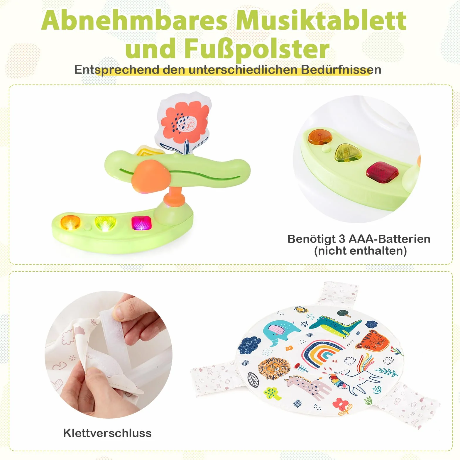 GOPLUS 3 w 1 Baby Jumperoo, centrum do skakania i zabaw z obrotowym siedziskiem o 360°, zabawka i tablet muzyczny ze światłami i dźwiękiem, siedzisko do zabawy z regulacją wysokości, dla dzieci od 6
