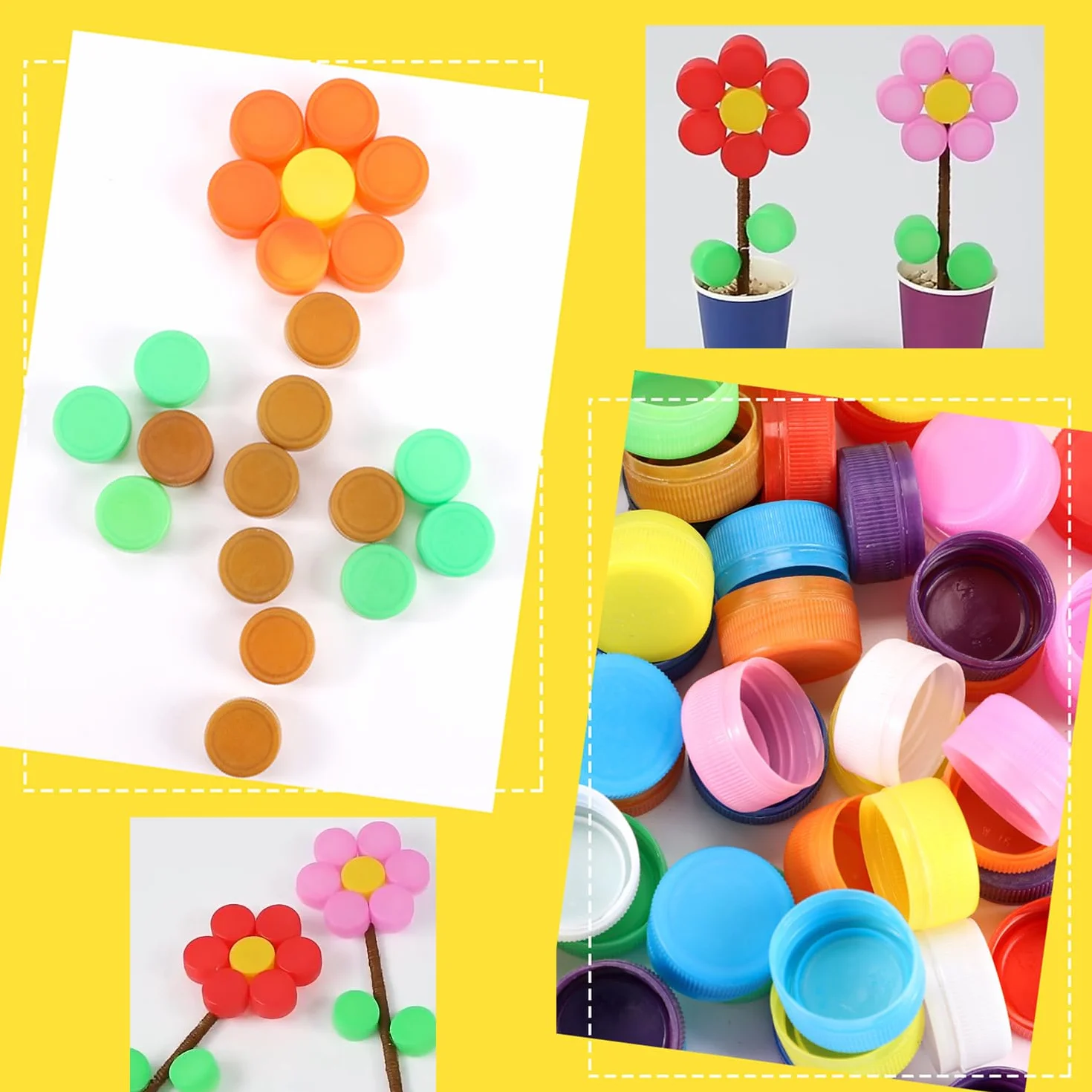 100 sztuk kolorowych zakrętek do butelek, plastikowe pokrywki na butelki, 3 cm, dekoracyjne pokrywki na butelki DIY, do przedszkola, szkoły, projektów rzemieślniczych (10 kolorów (nie czarno-białe)