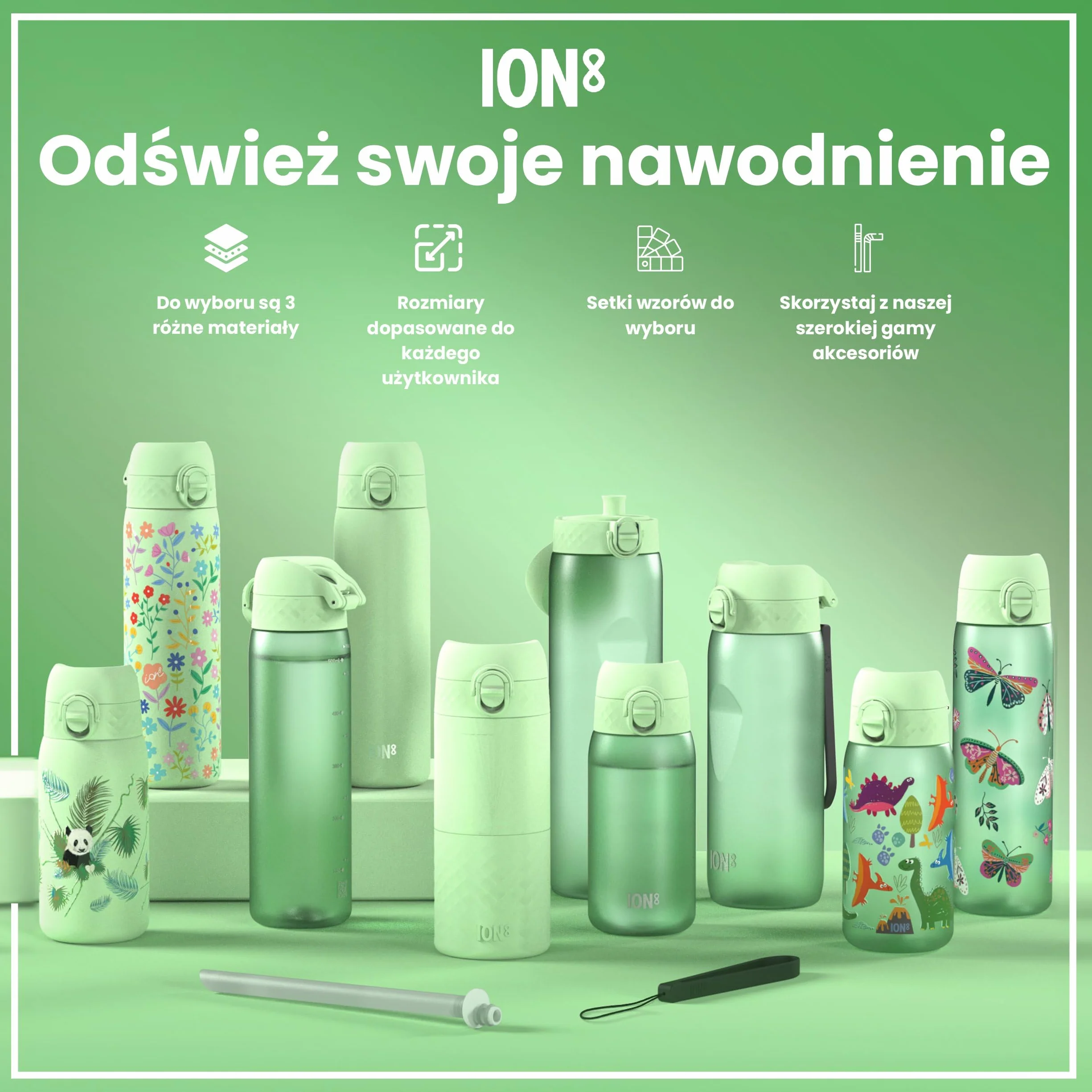ION8 Butelka dla Dzieci 350 ml Szczelna Bez BPA Łatwa do Otwarcia