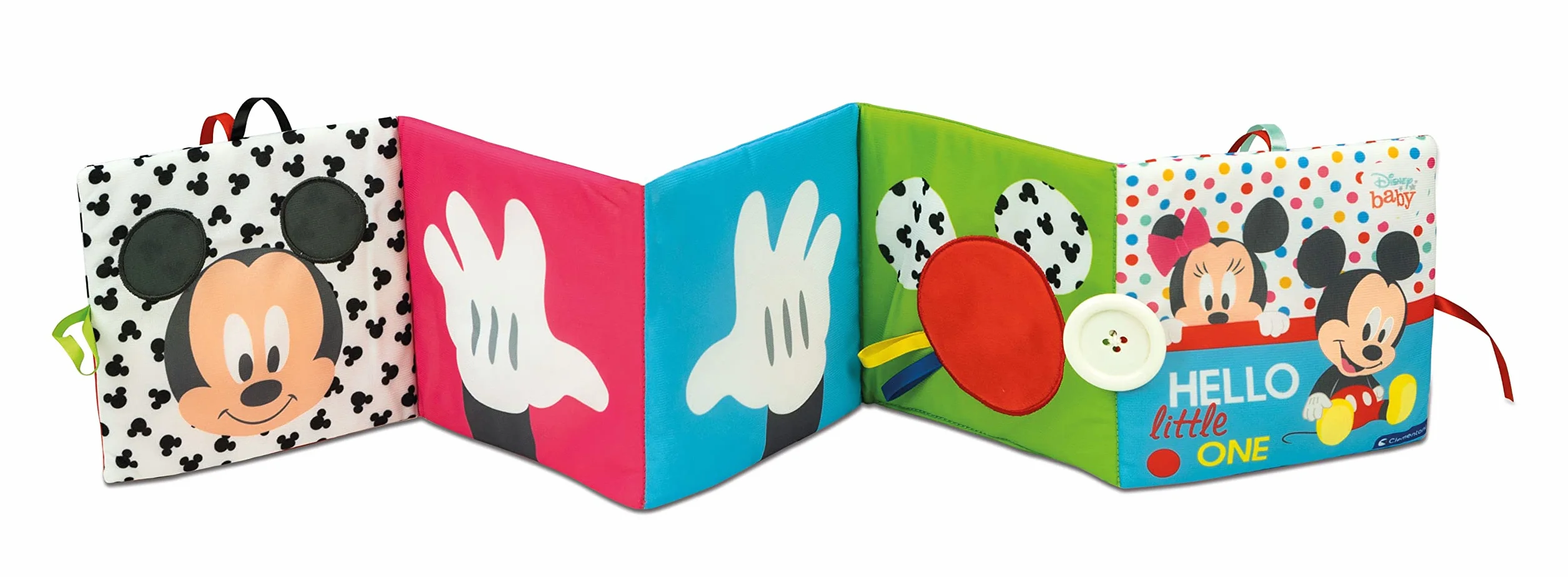 Clementoni Disney Baby miękka sensoryczna książka z tkaniny dla niemowląt 0+, wielokolorowa, można prać w pralce