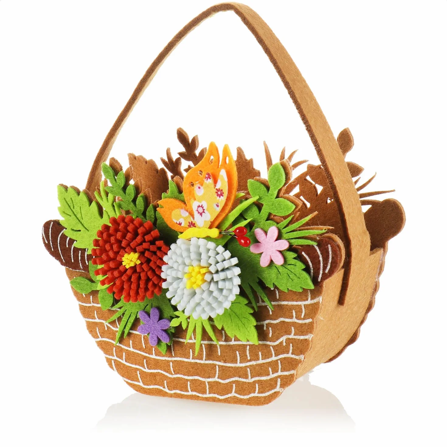 COM-FOUR® 3x Koszyczek wielkanocny z filcu - koszyczek do wypelnienia - filcowa torebka do rozdania - gniazdko wielkanocne w jasnych kolorach (3 kieszenie - 16x12cm)