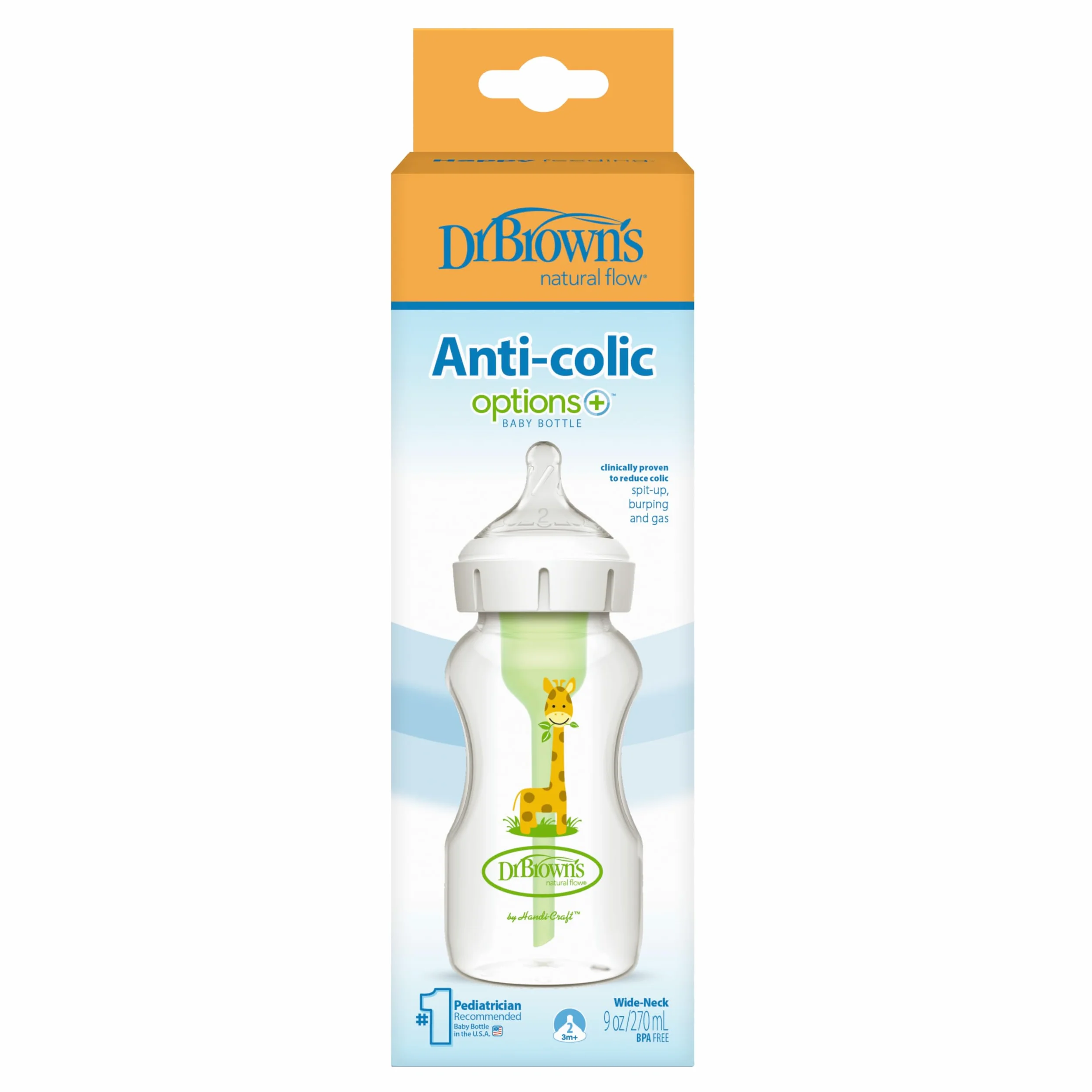 Biberon Szerokie Usta 270 ml Żyrafa PP Options + Smoczek N2