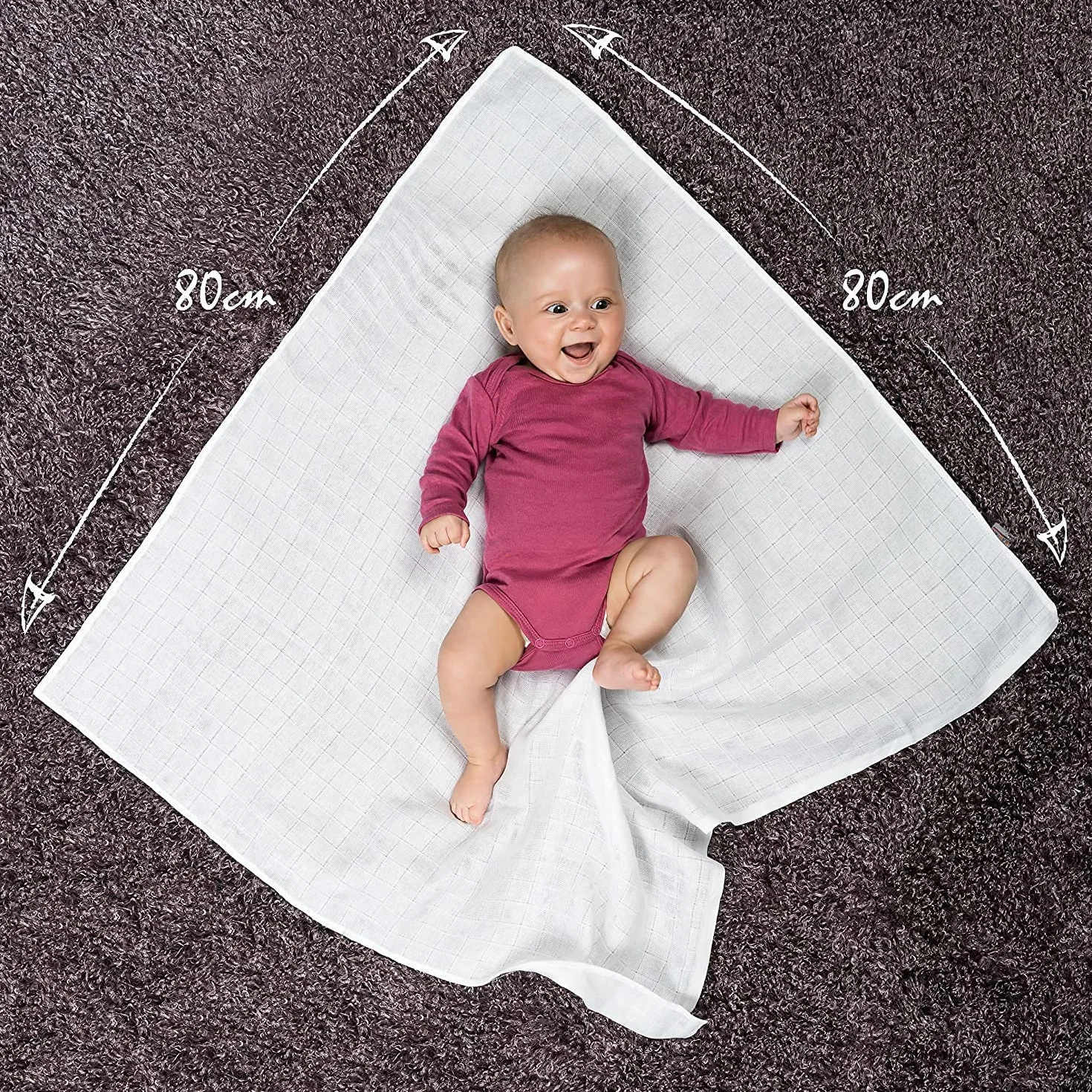 Makian Pieluchy muślinowe dla niemowląt, zestaw 8 sztuk, 80 x 80 cm, podwójnie tkane, miękkie, w 100% z bawełny, sprawdzone pod kątem Oeko-Tex Standard 100, można prać w pralce